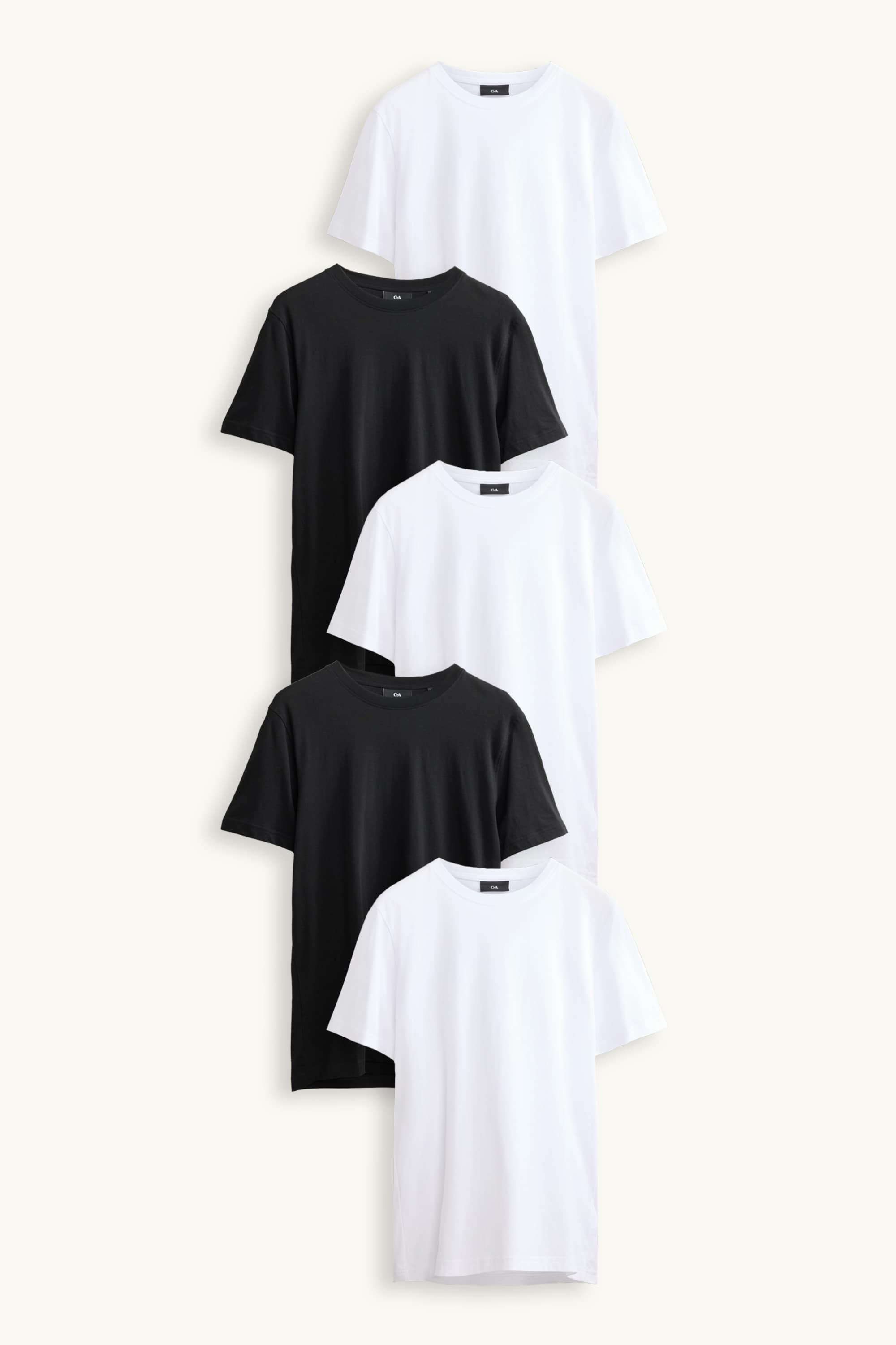 Multipack of 5 - T-shirt - regular fit white / black