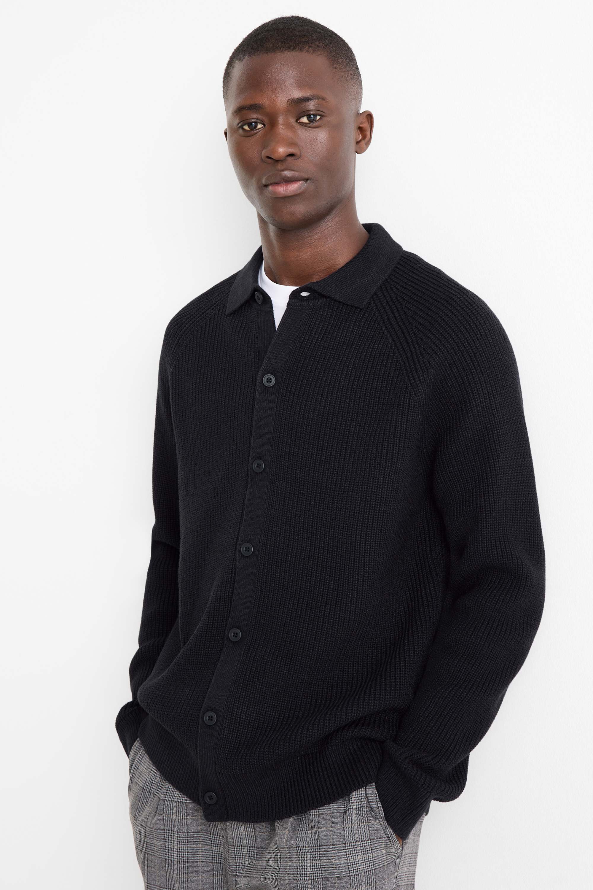 Cardigan - ribbed dark blue