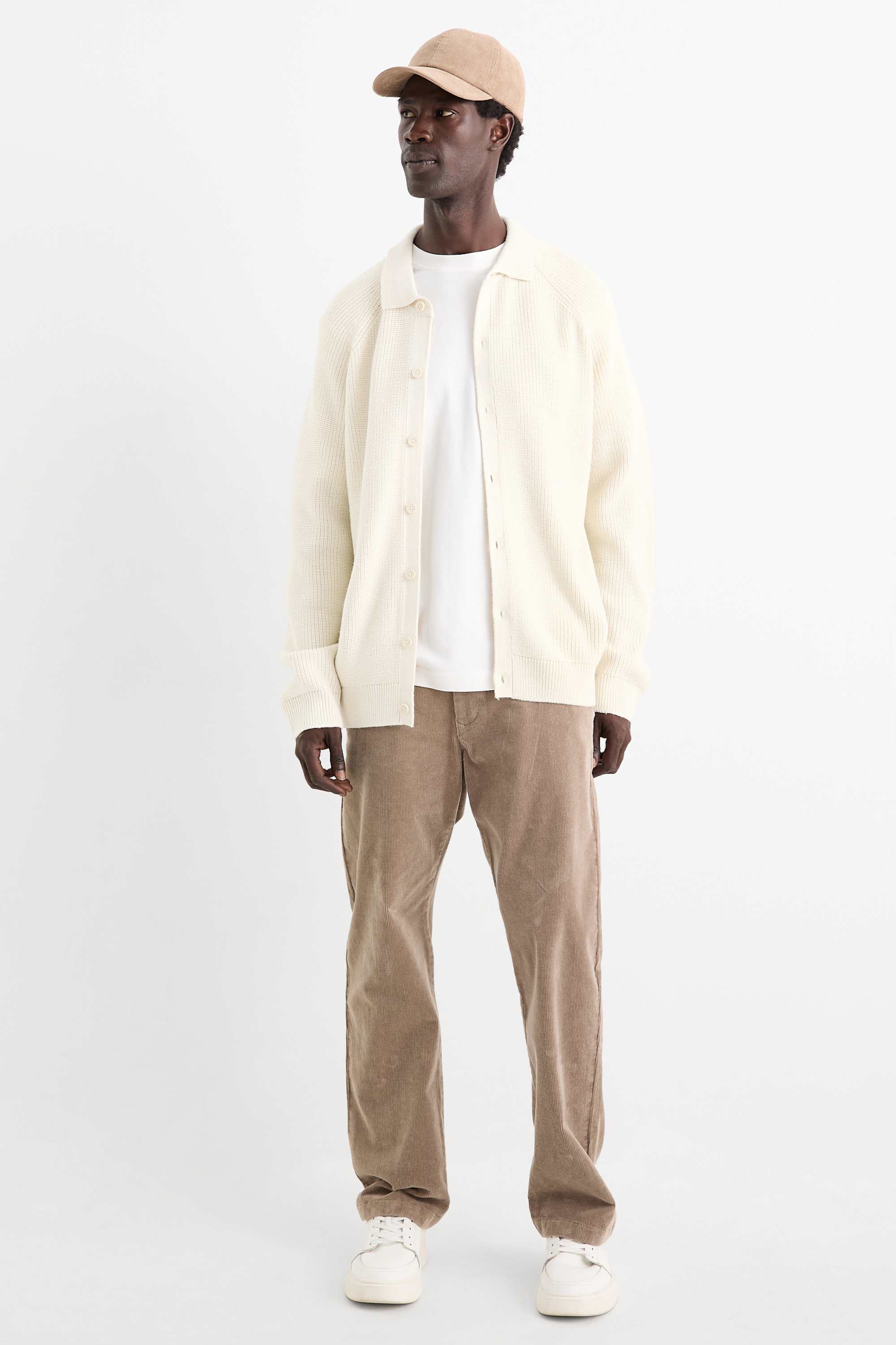 Cardigan - ribbed cremewhite