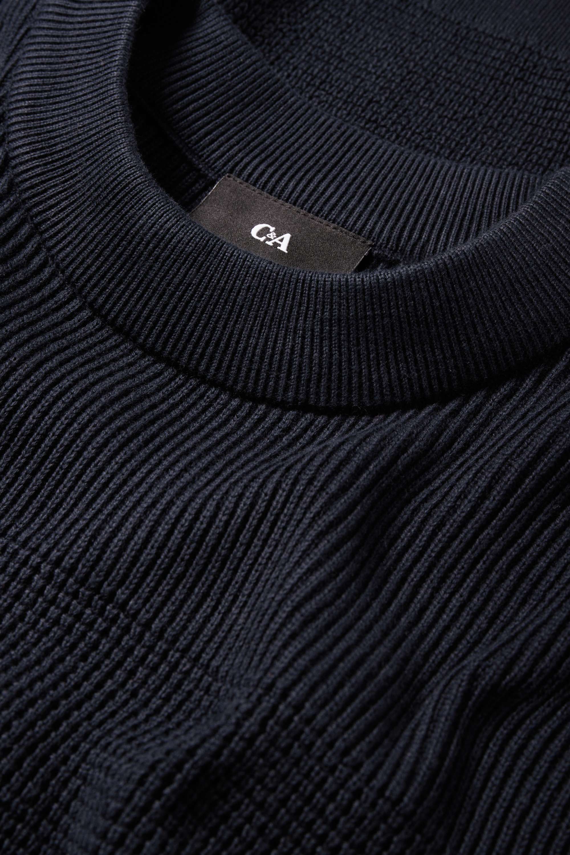 Jumper - textured dark blue