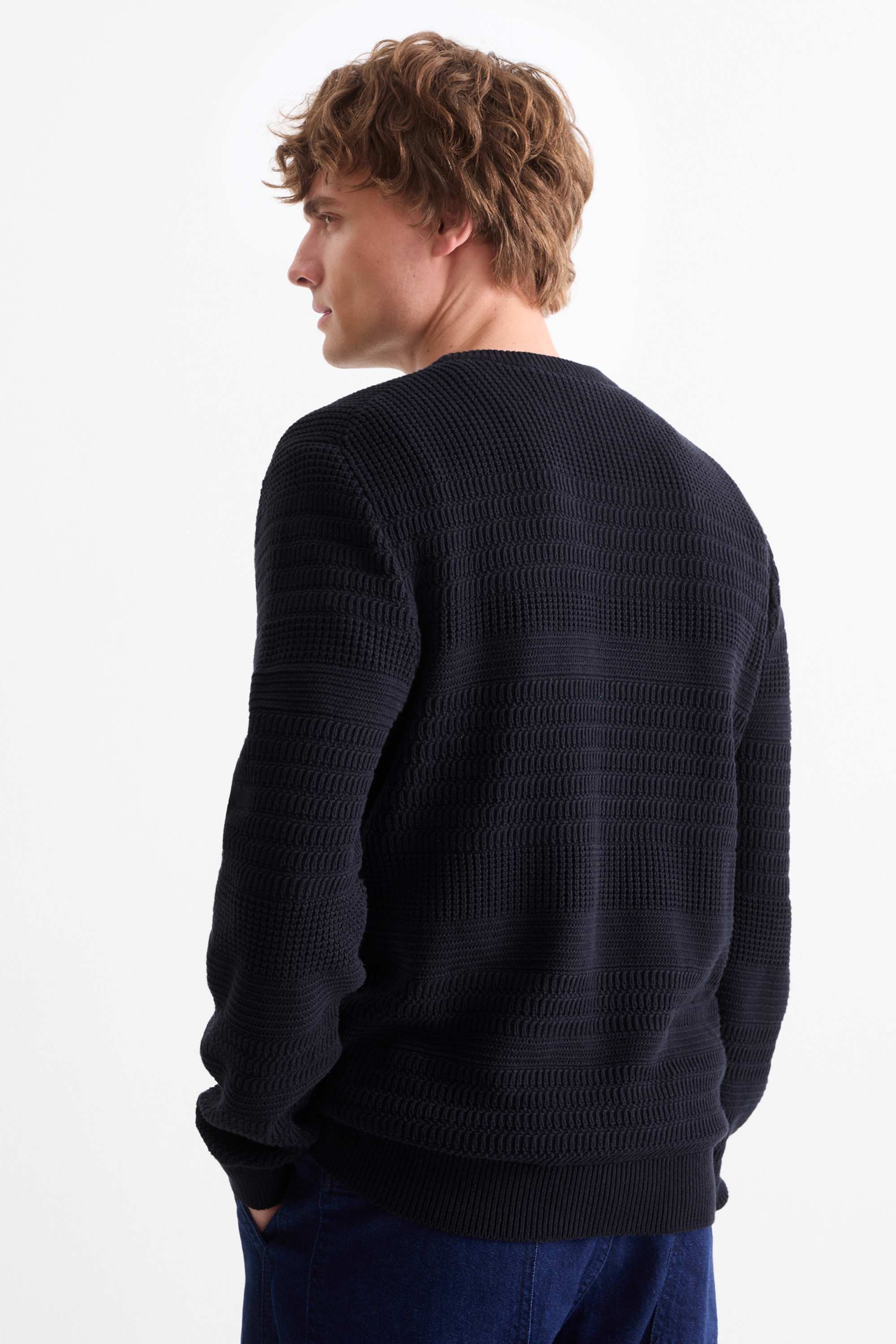 Jumper - textured dark blue