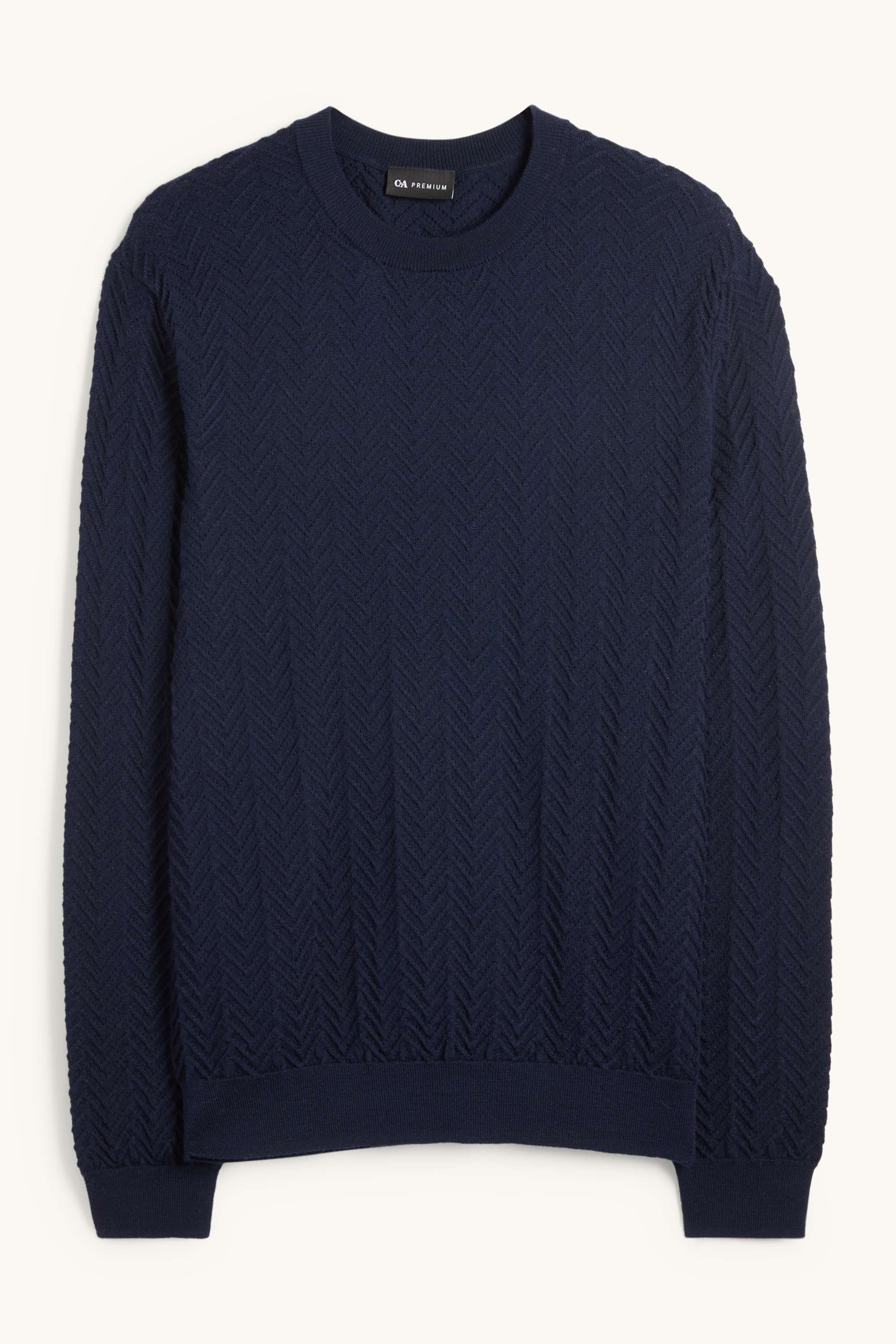 Jumper - wool blend - textured dark blue