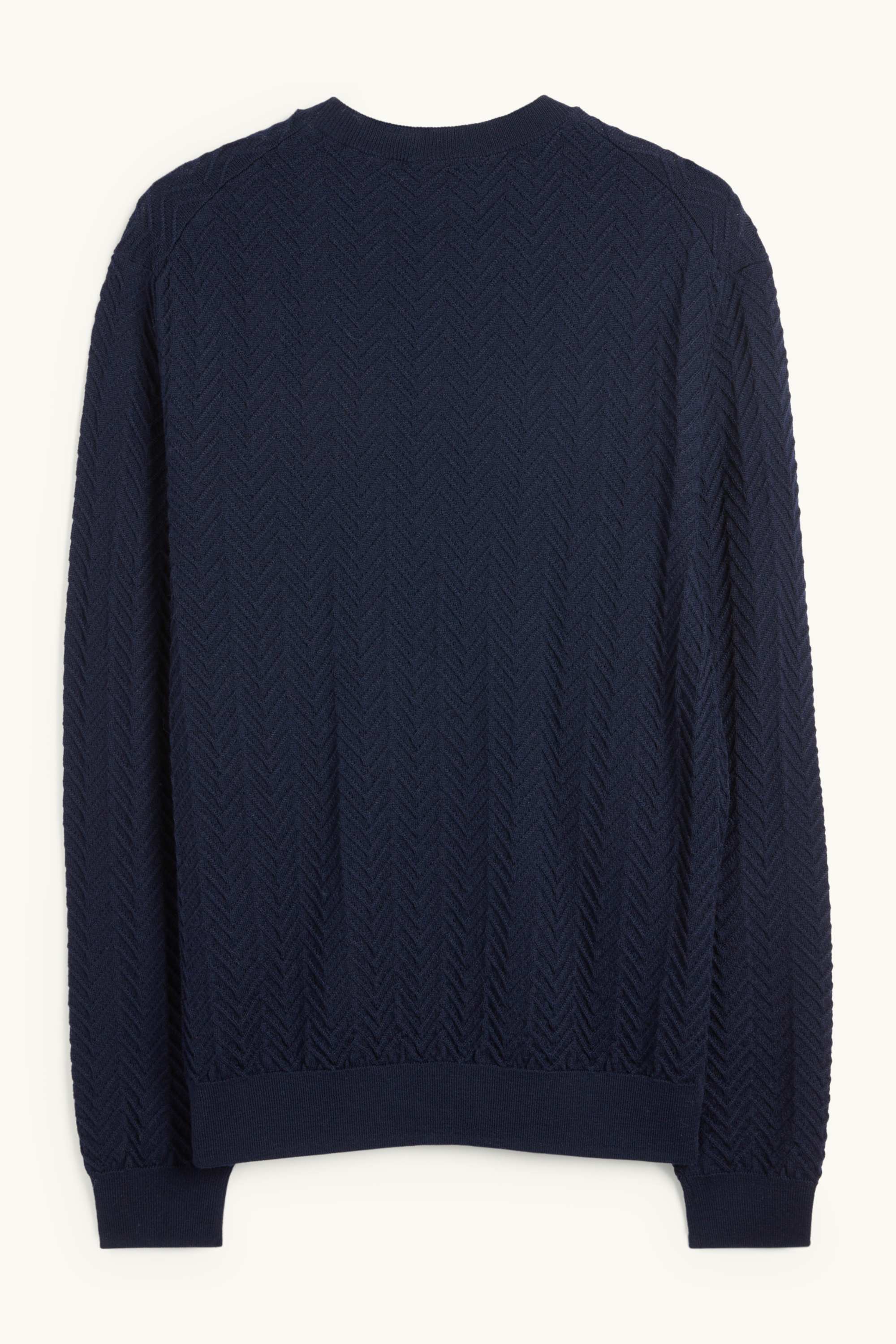 Jumper - wool blend - textured dark blue