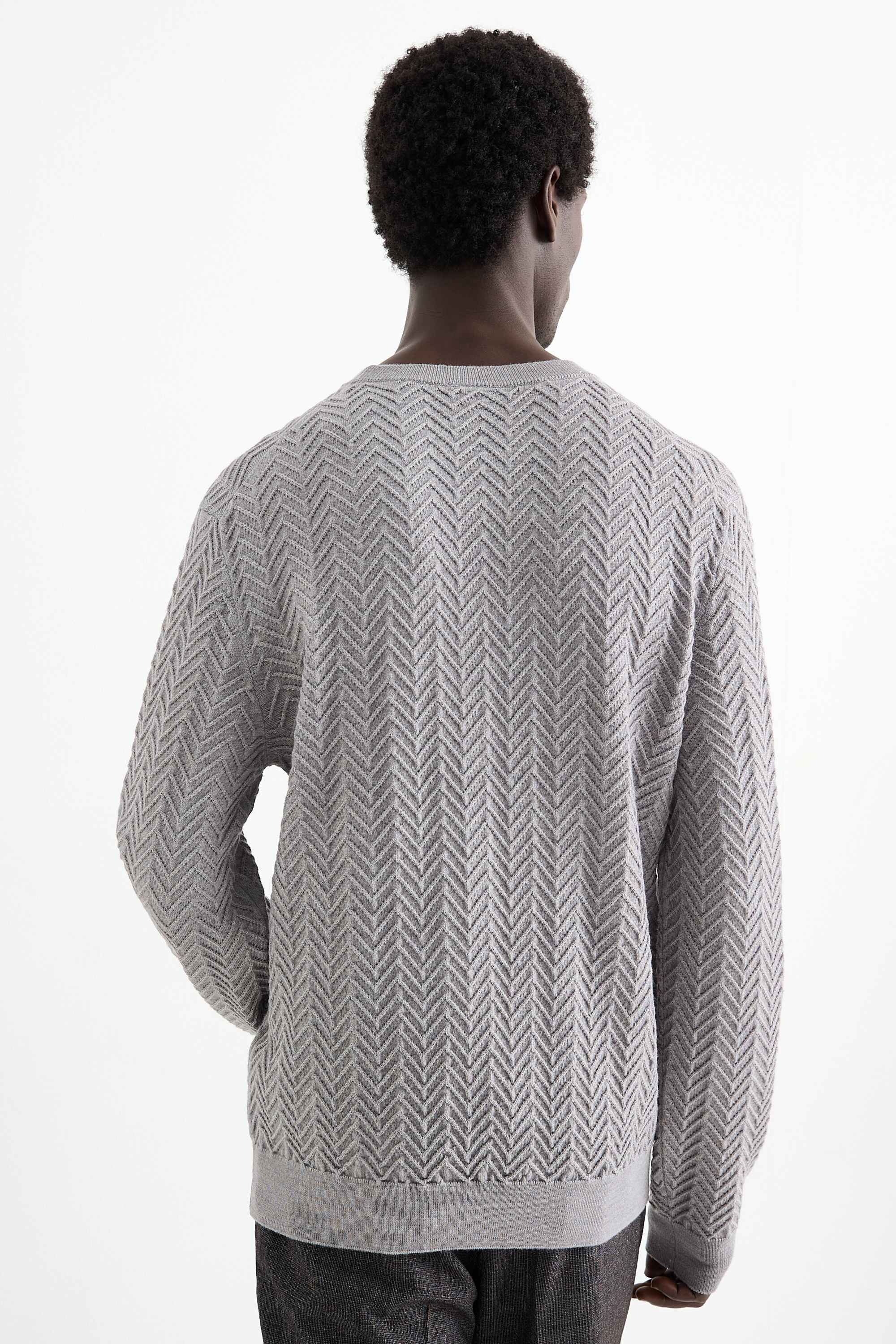 Jumper - wool blend - textured gray