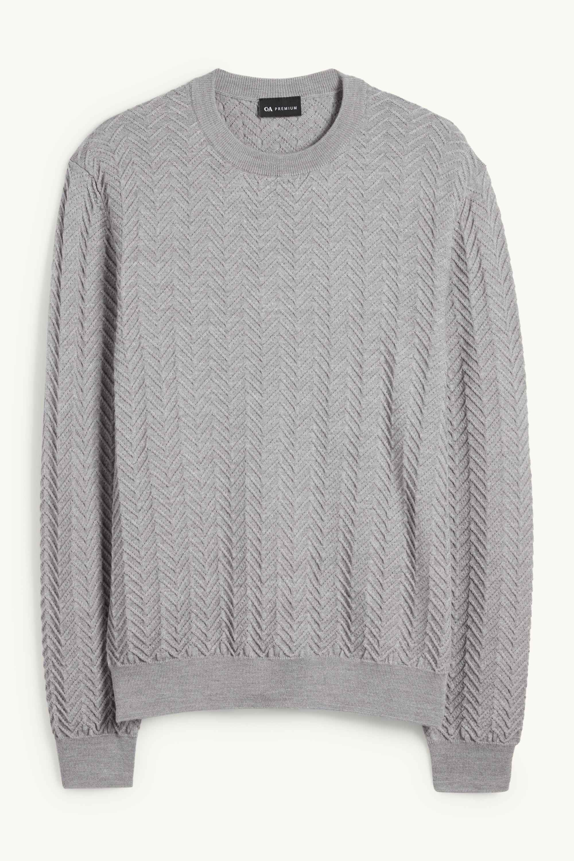 Jumper - wool blend - textured gray