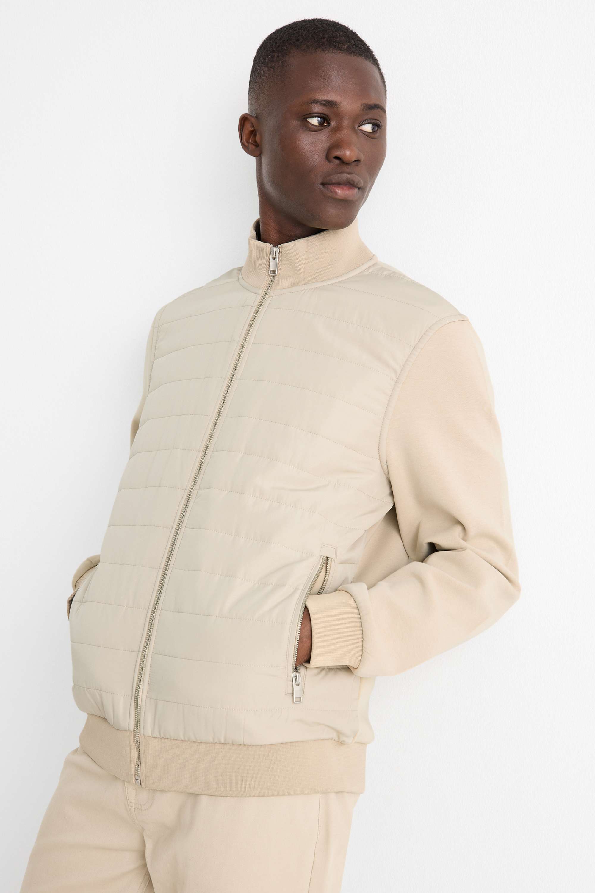 Zip-through sweatshirt beige