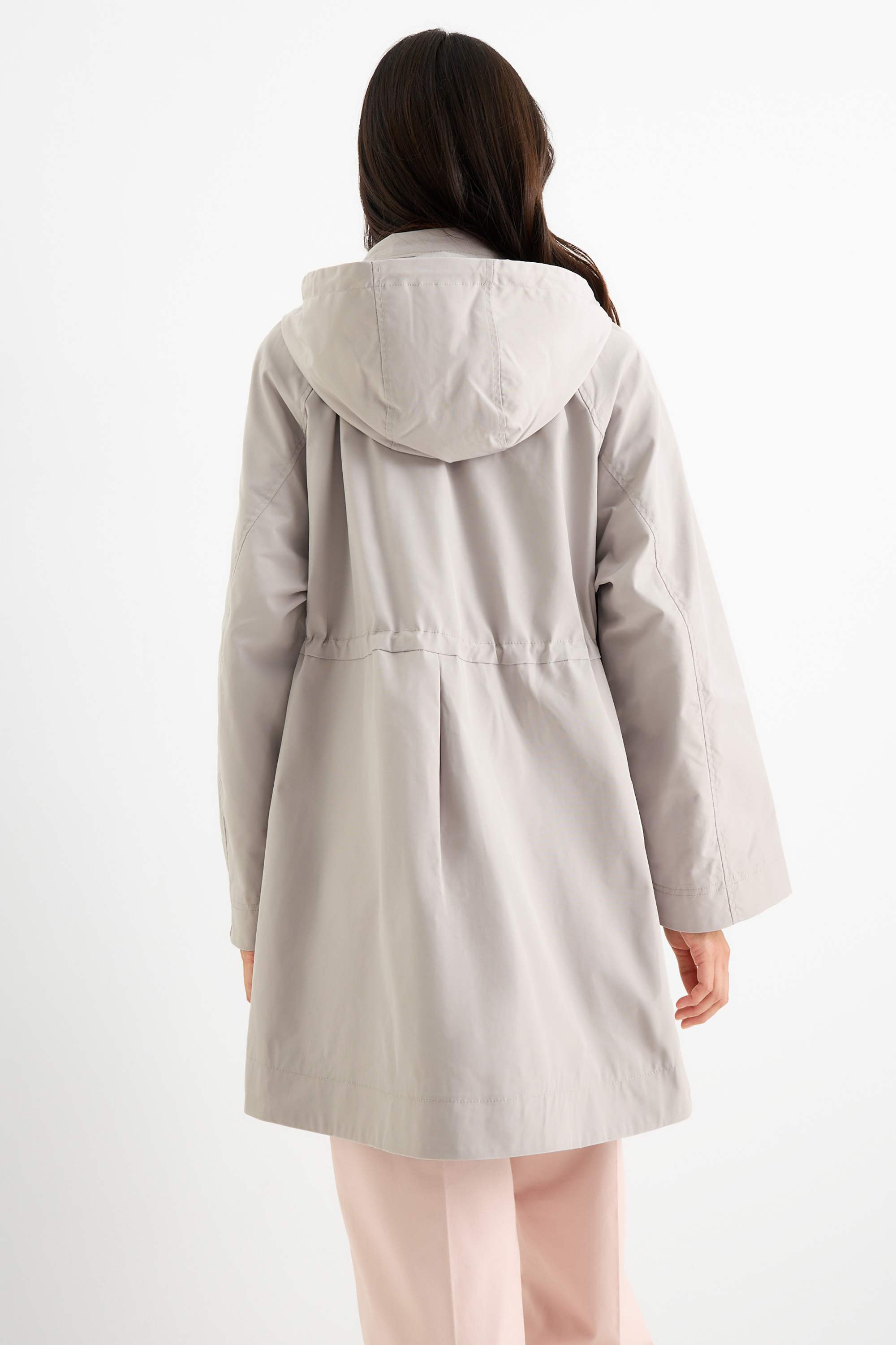 Parka with hood light gray