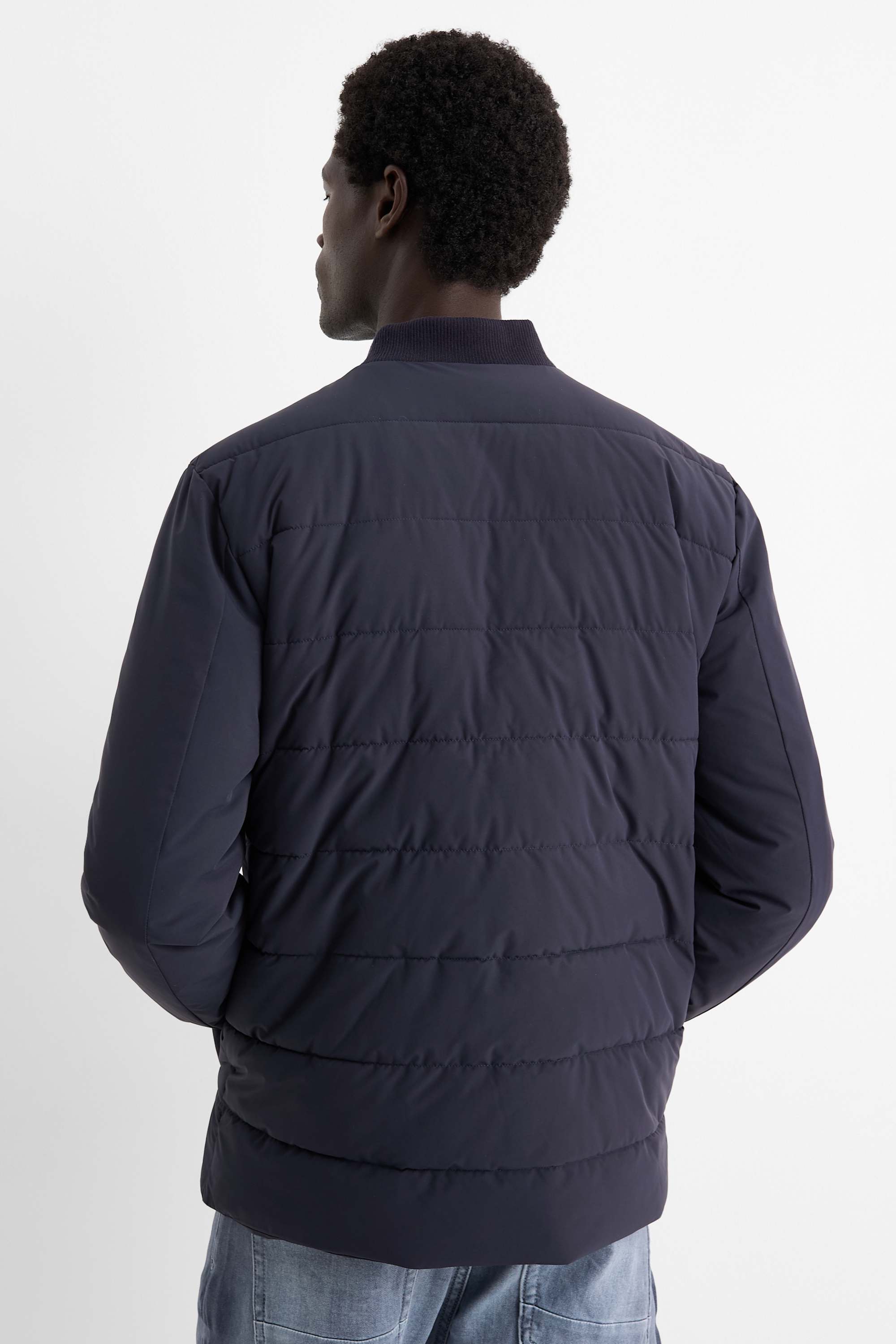 Quilted bomber jacket - water-repellent dark blue