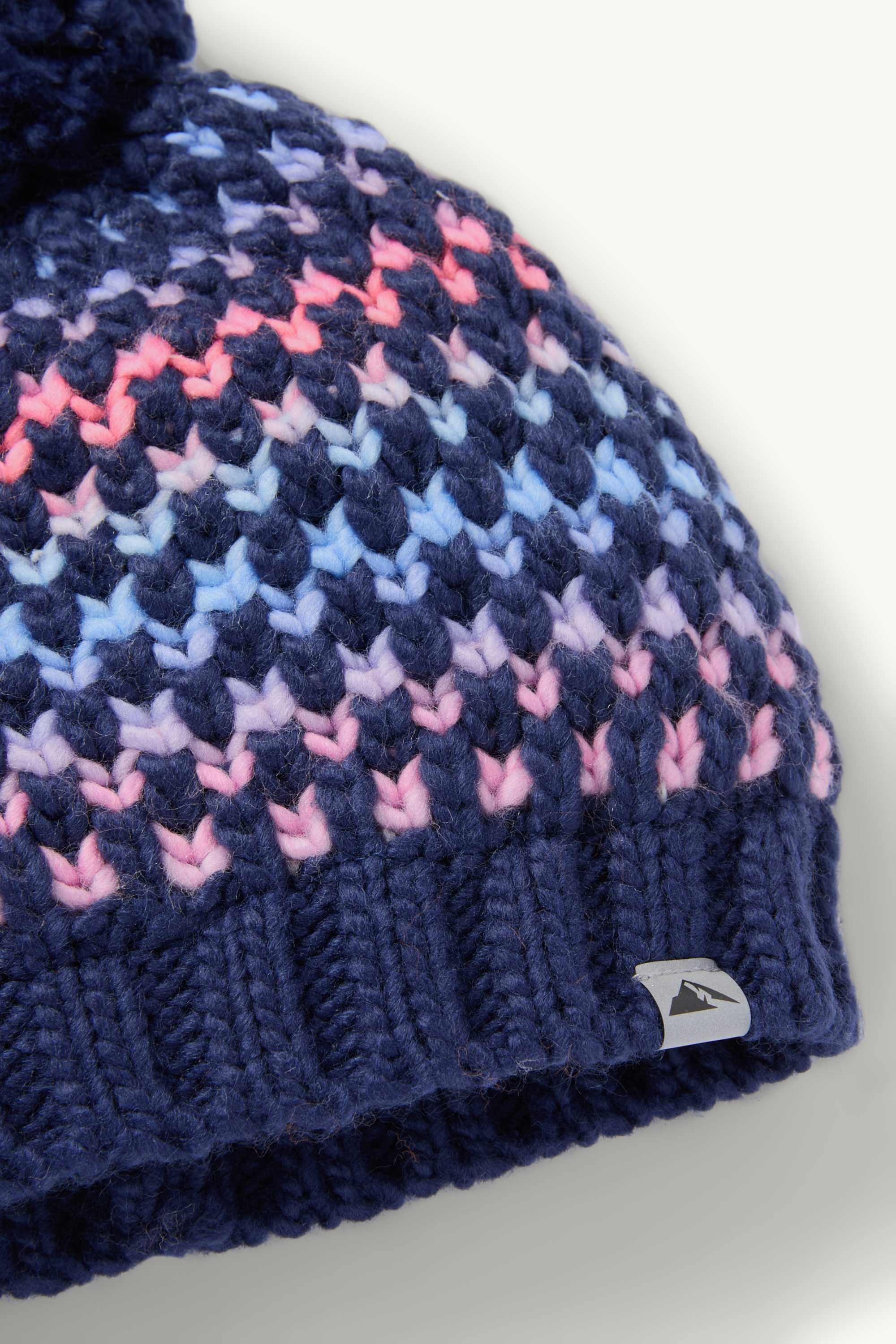 Pom-pom hat - patterned dark blue
