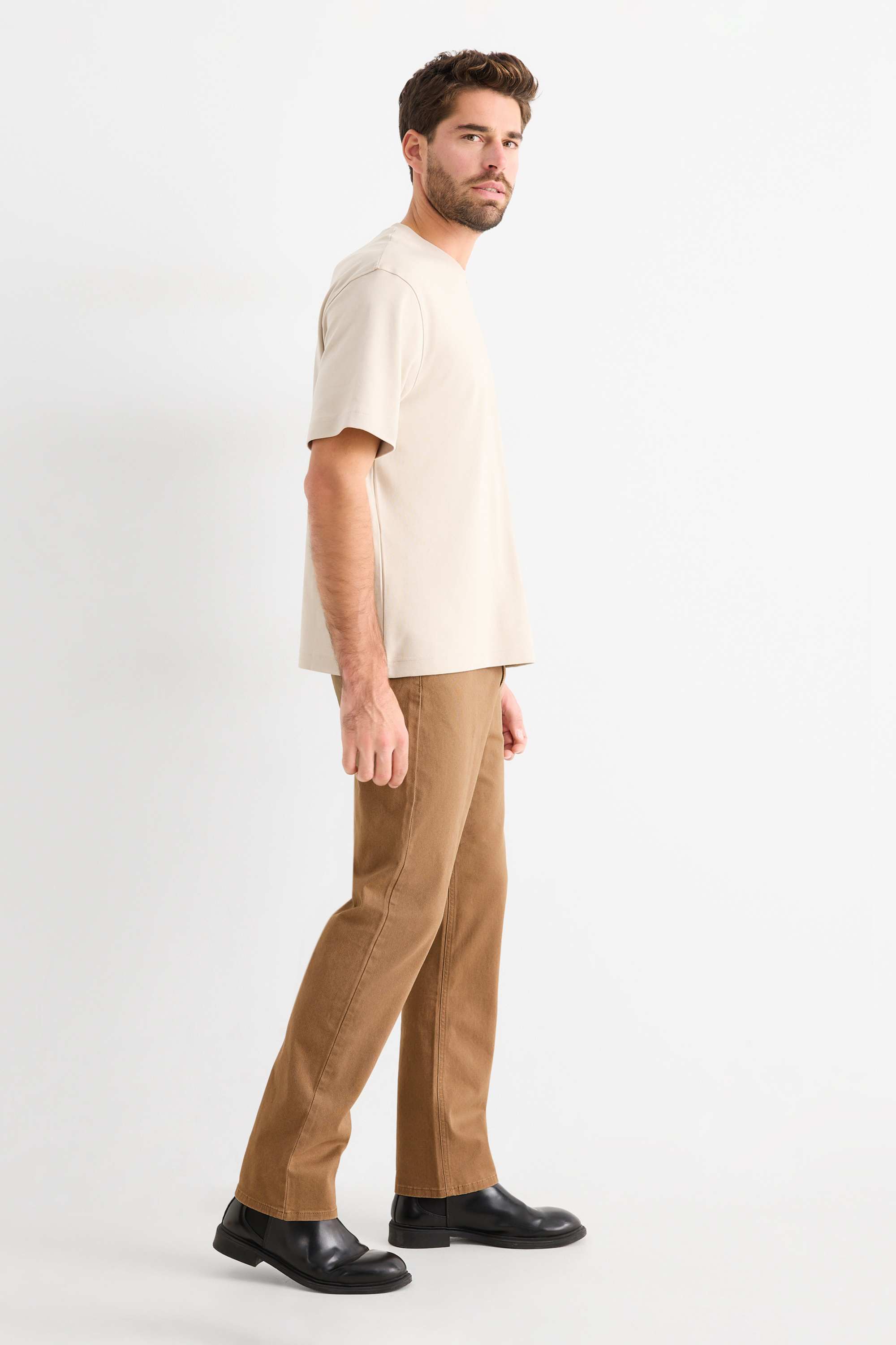 Trousers - regular fit light brown