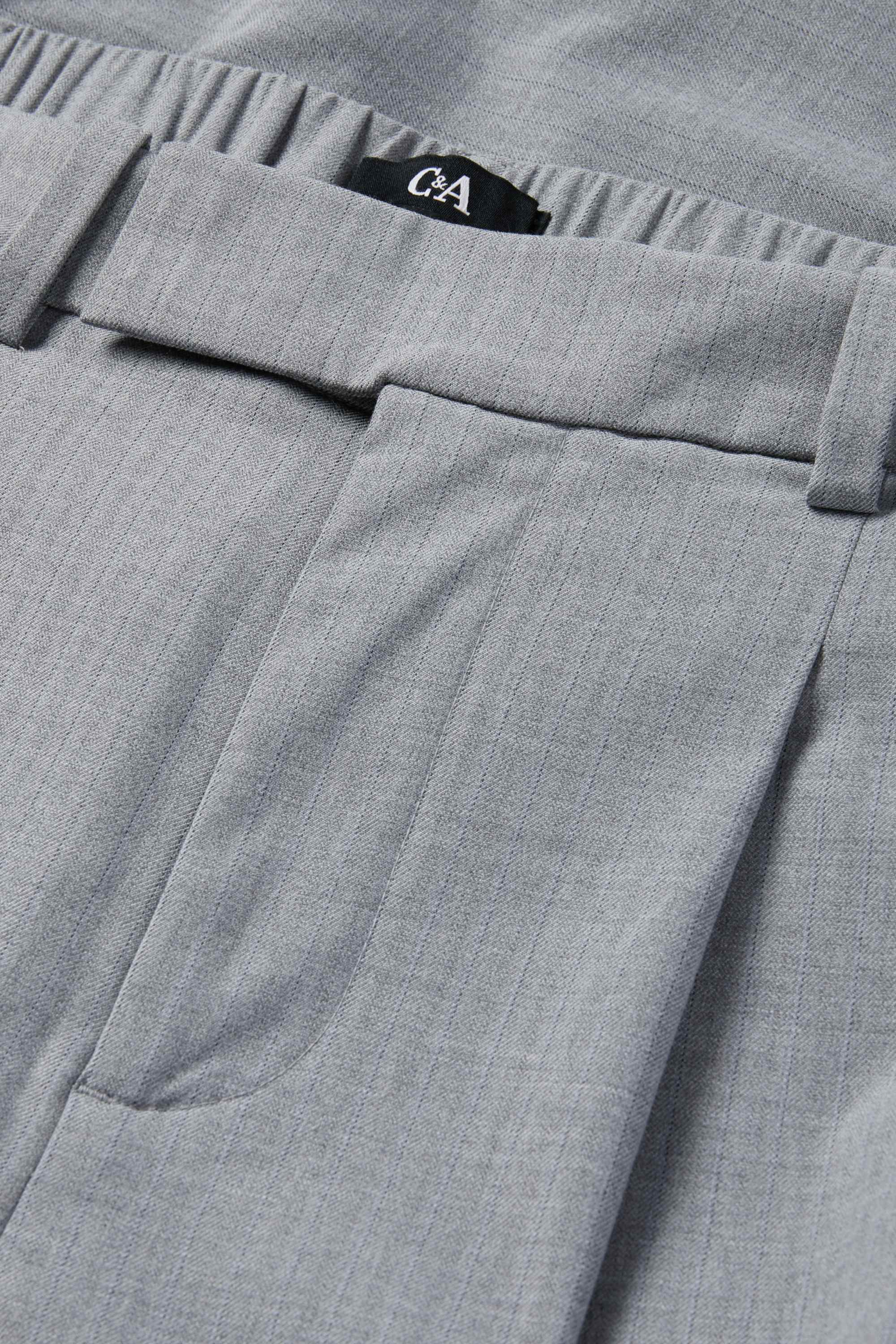 Business trousers - mid-rise waist - relaxed fit - pinstripes gray