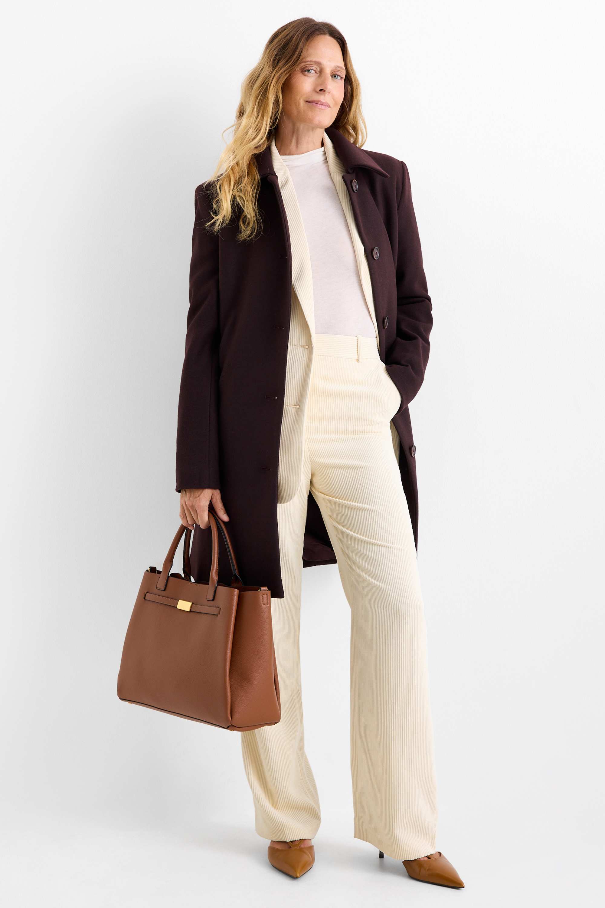 Business trousers - high waist - regular fit cremewhite