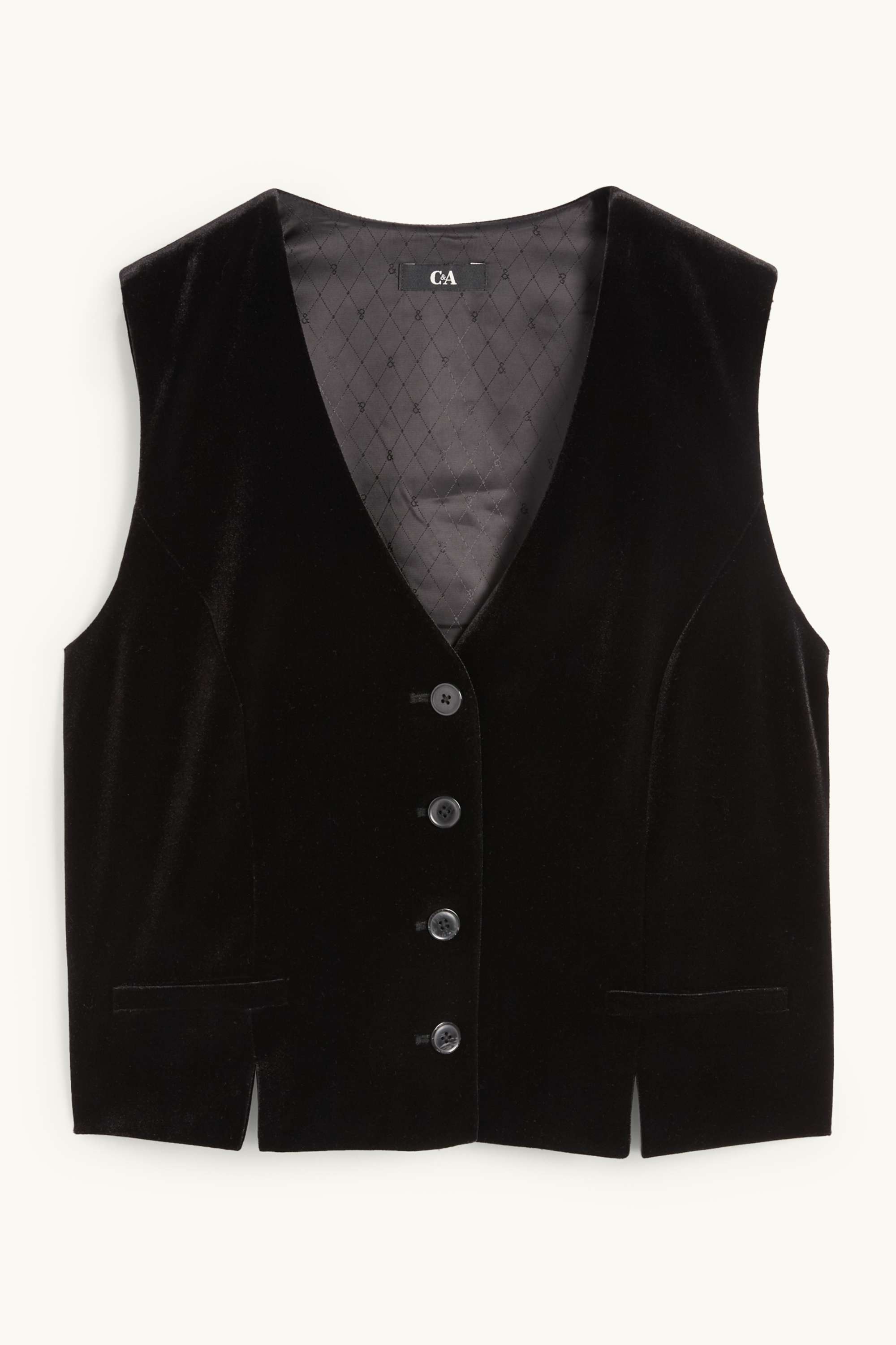 Velvet waistcoat - regular fit black