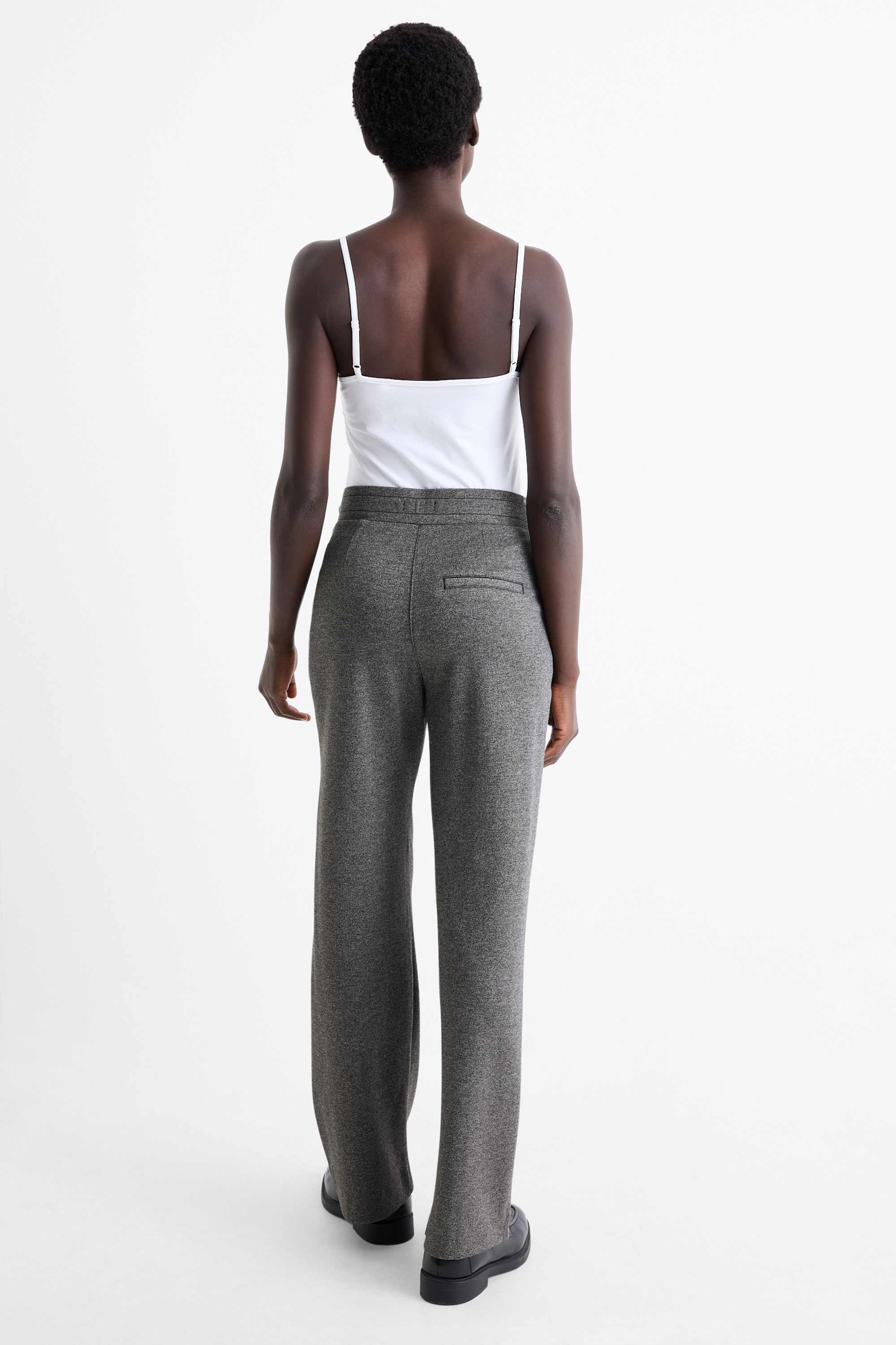 Jersey trousers - mid-rise waist - straight fit dark gray