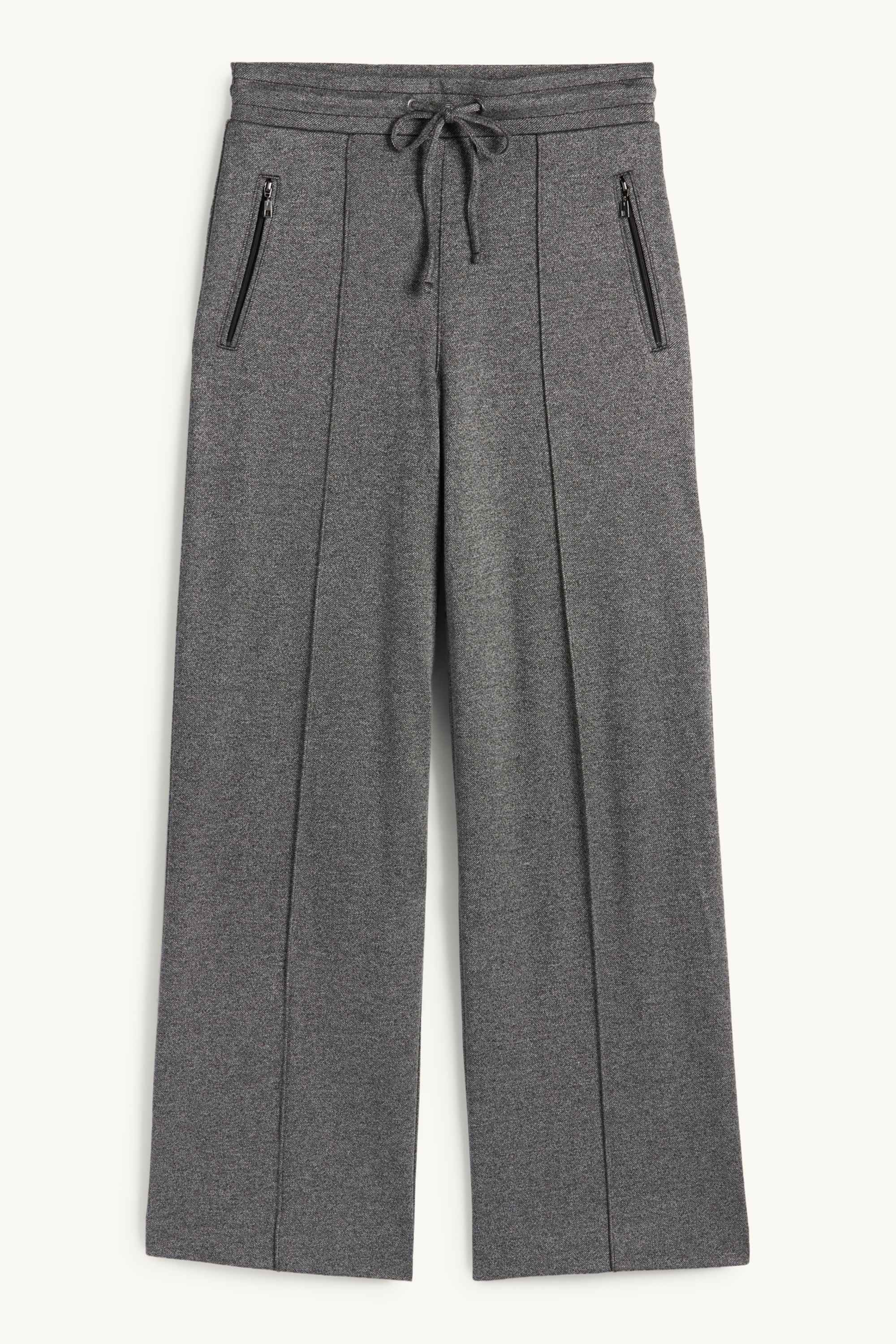 Jersey trousers - mid-rise waist - straight fit dark gray