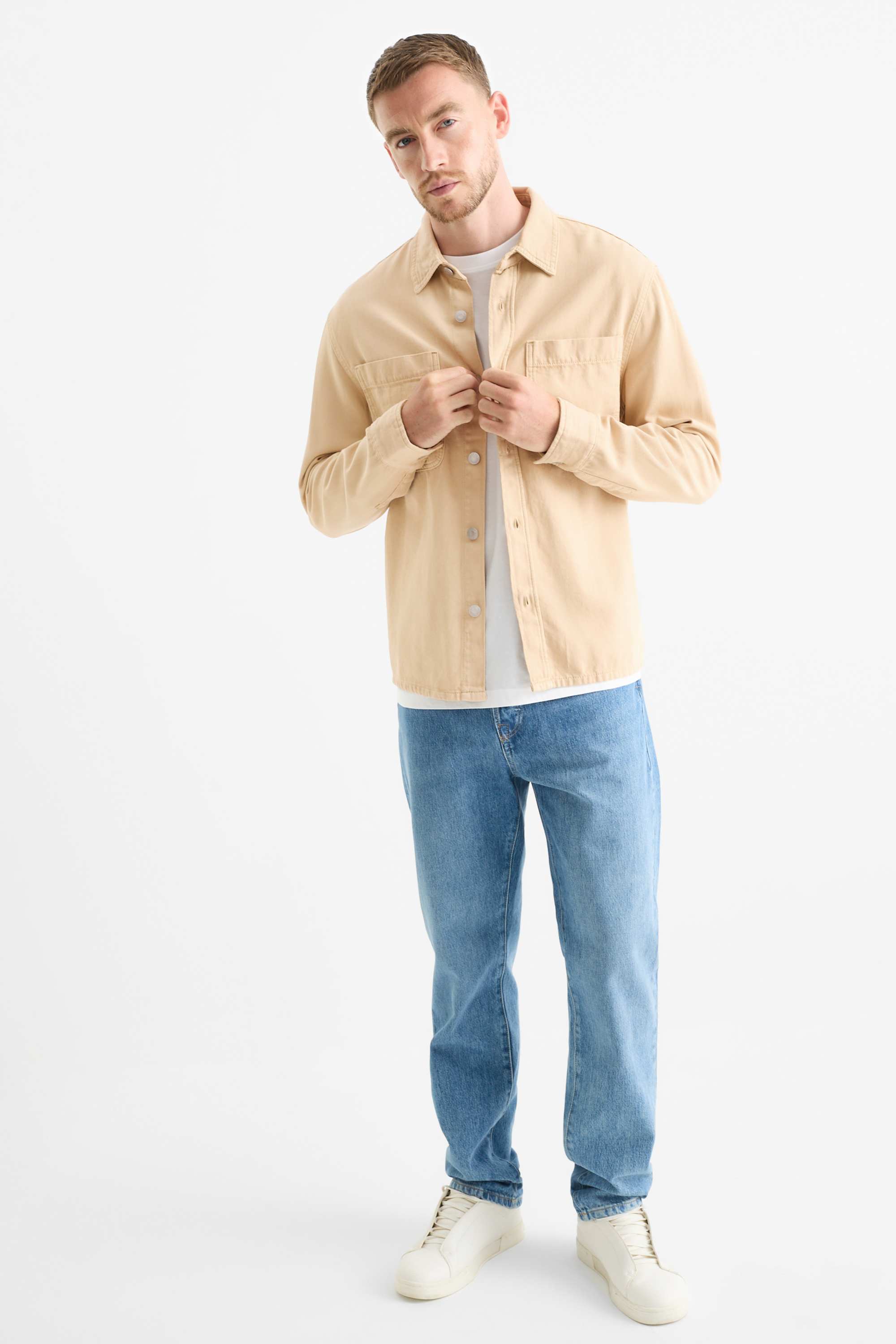Denim shirt - regular fit - kent collar beige
