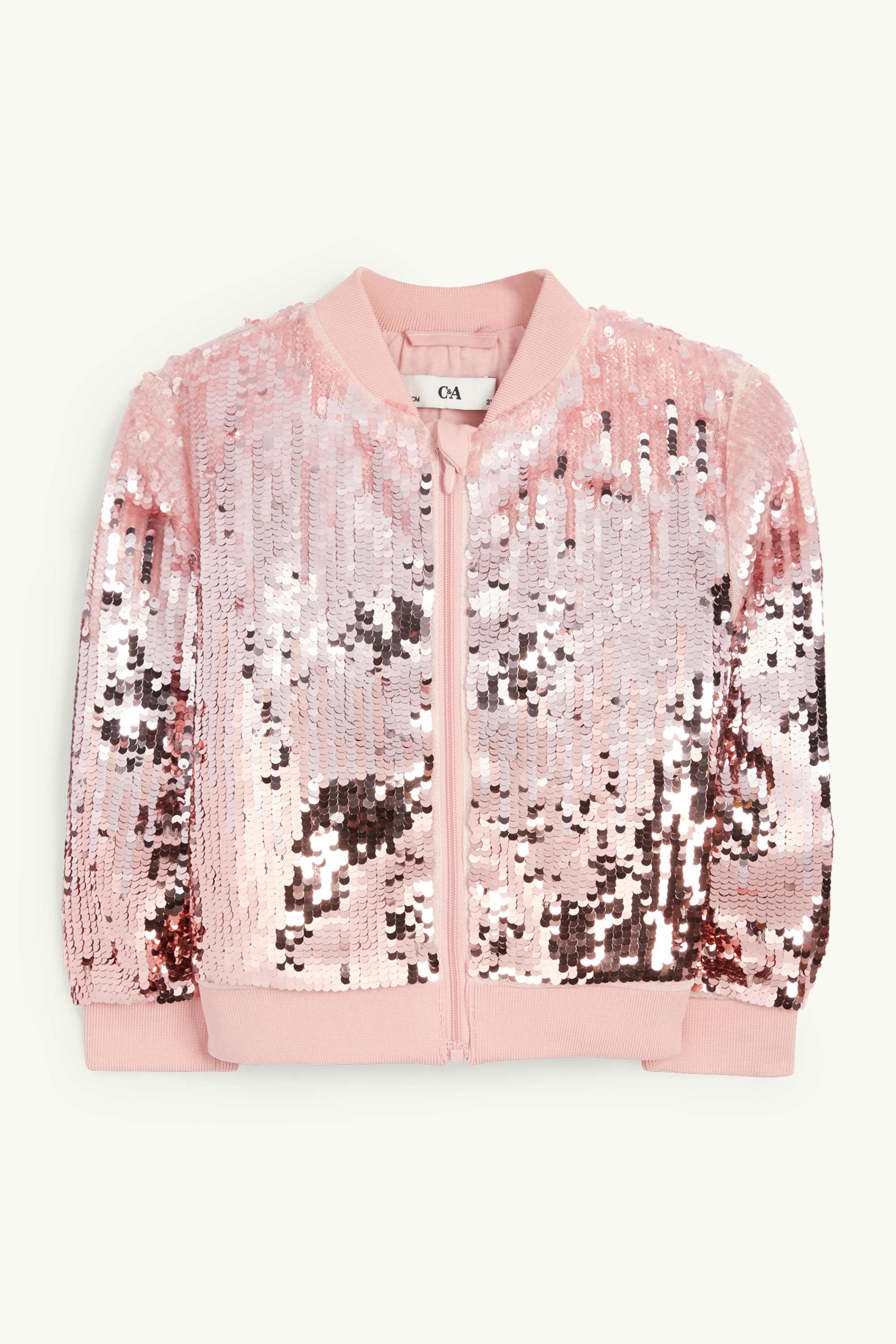 Sequin bomber jacket dark rose