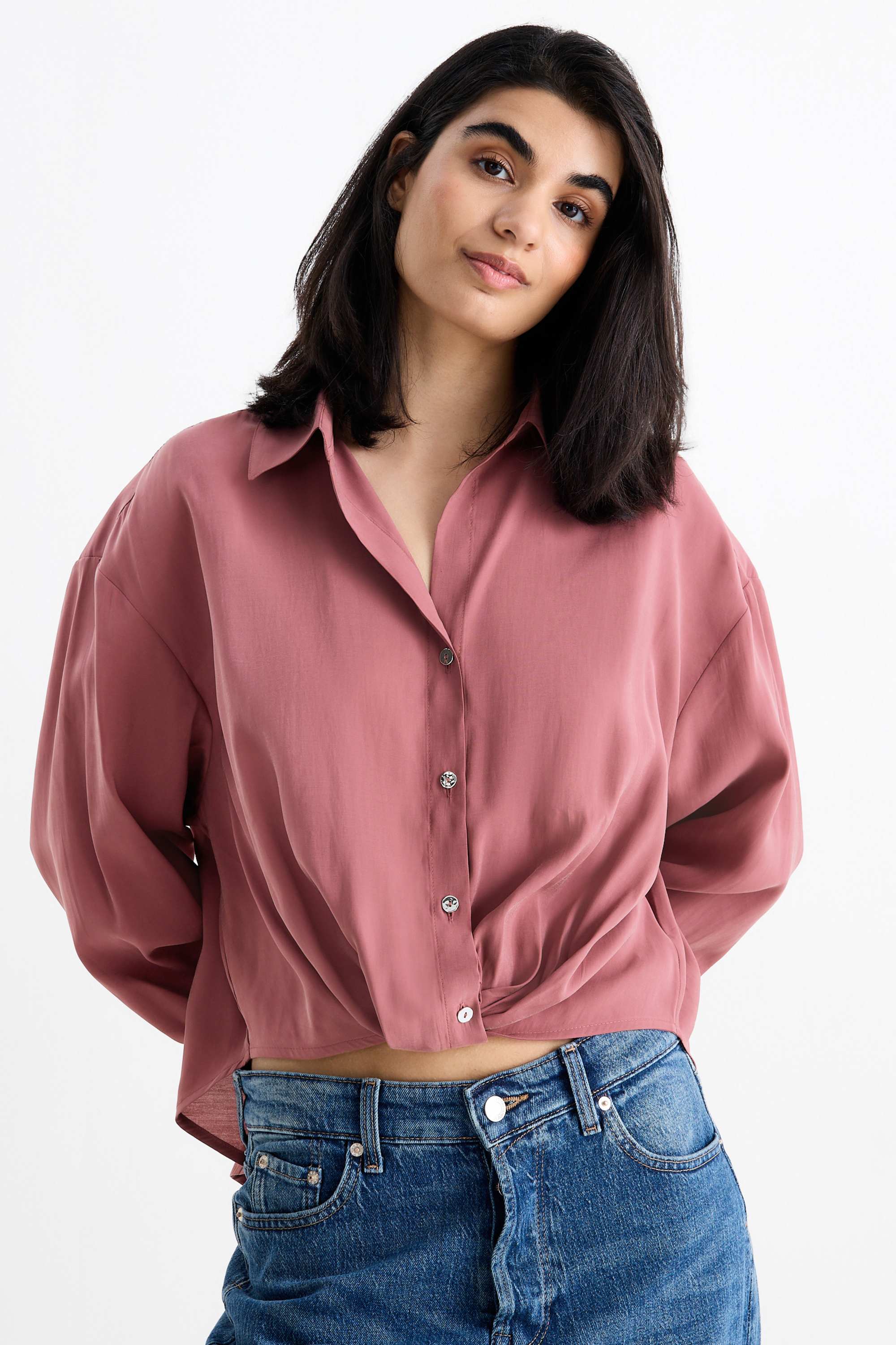 Blouse with knot detail bordeaux