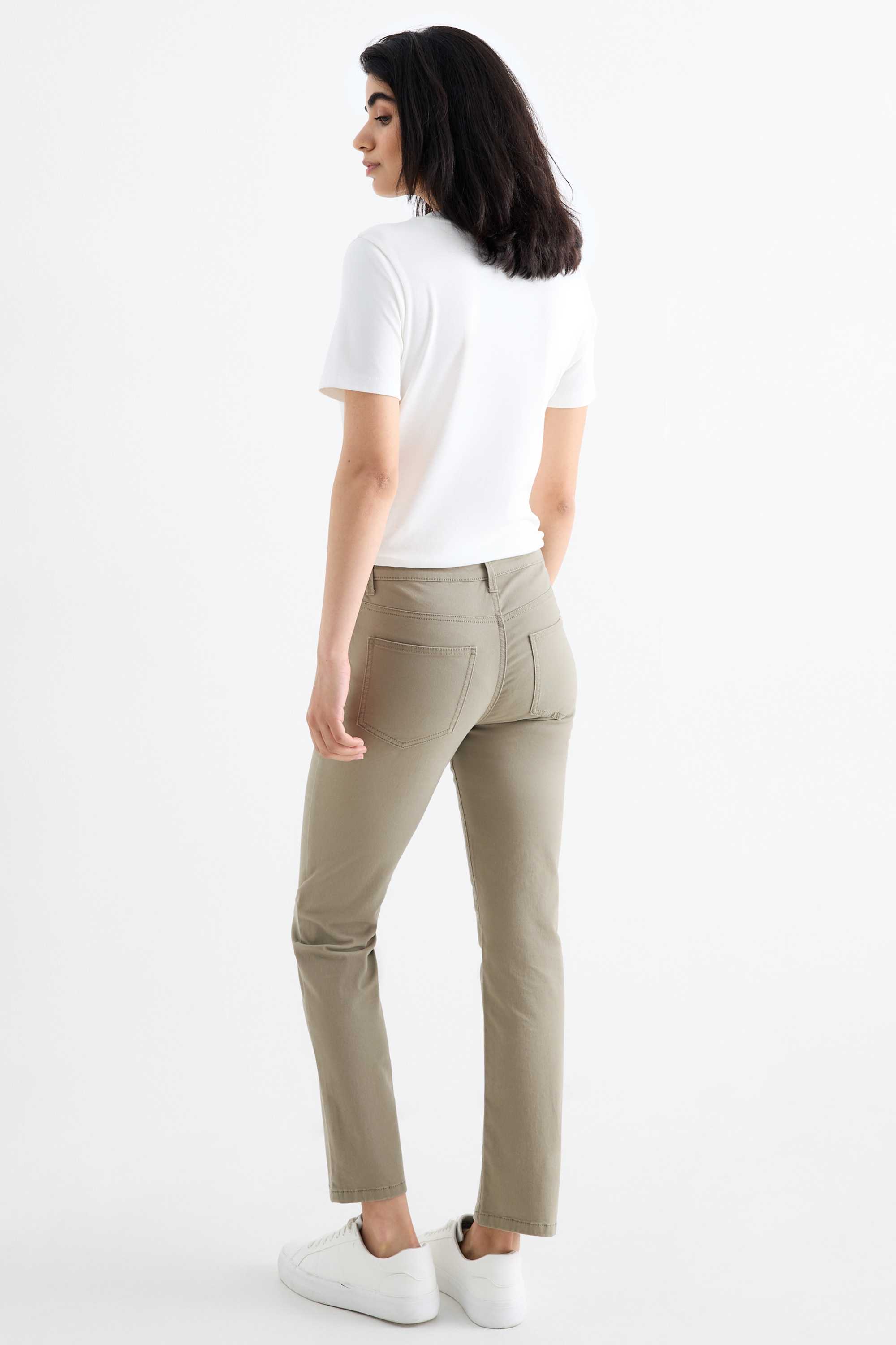 Cloth trousers - high waist - slim fit beige (2)