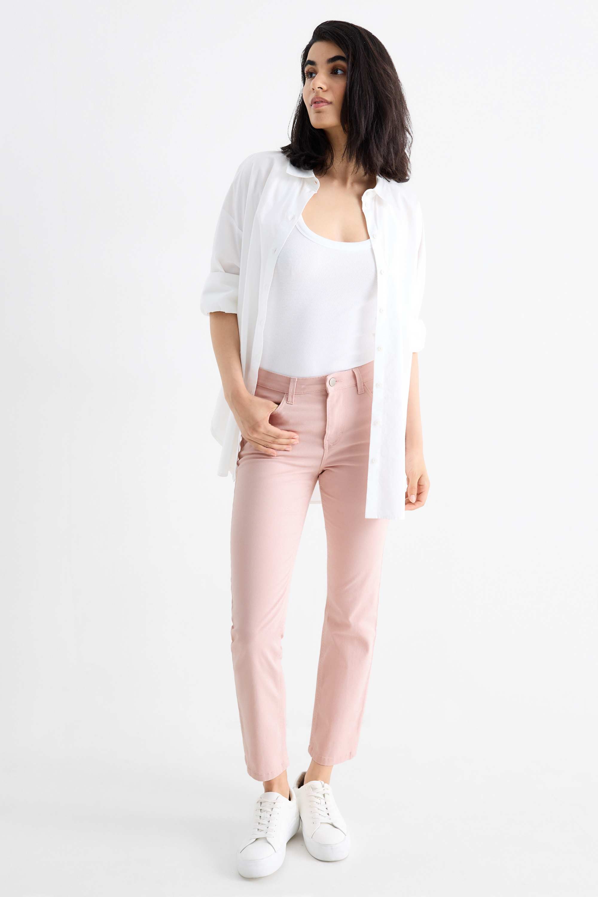 Cloth trousers - high waist - slim fit rose