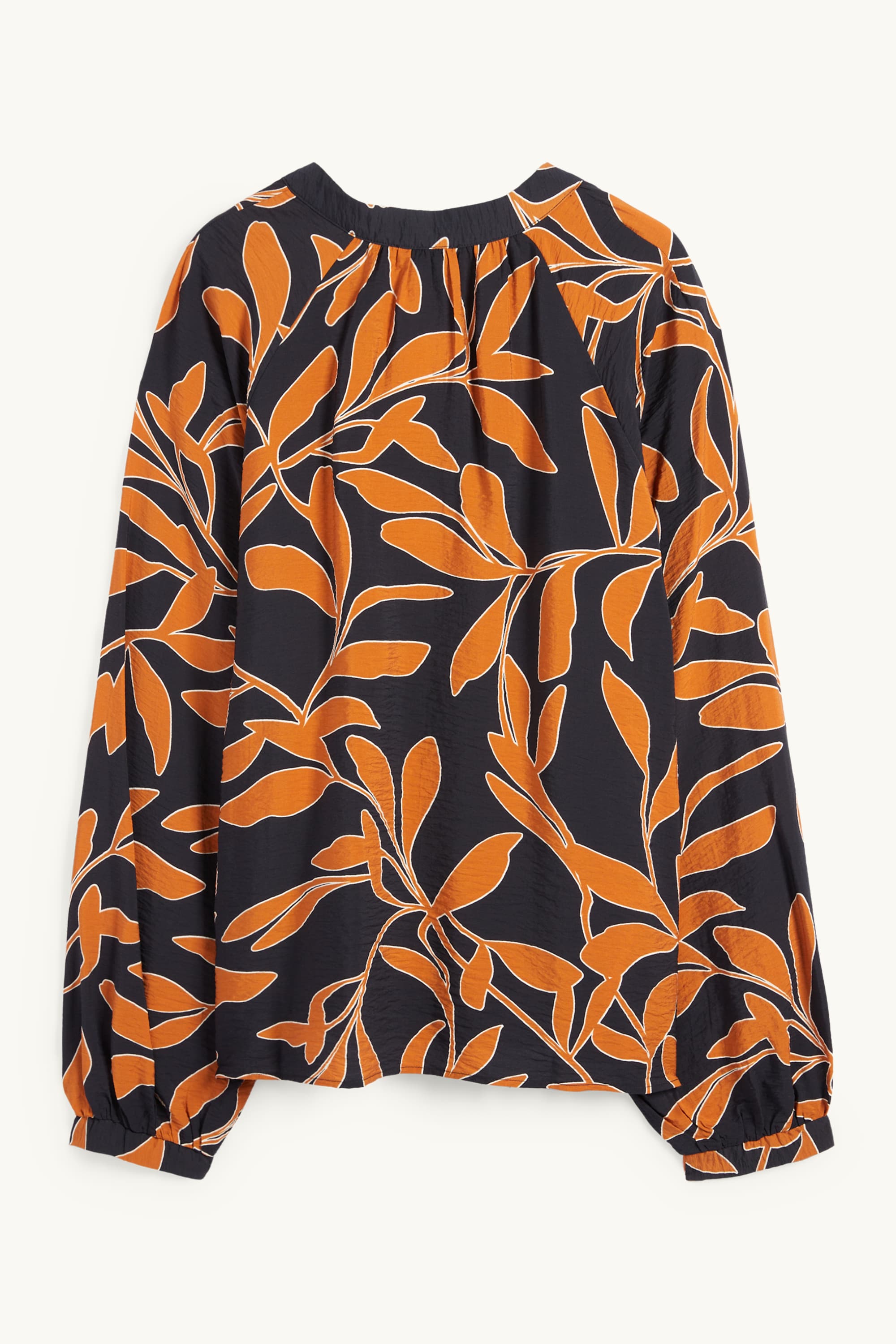V-neck blouse - floral orange / black