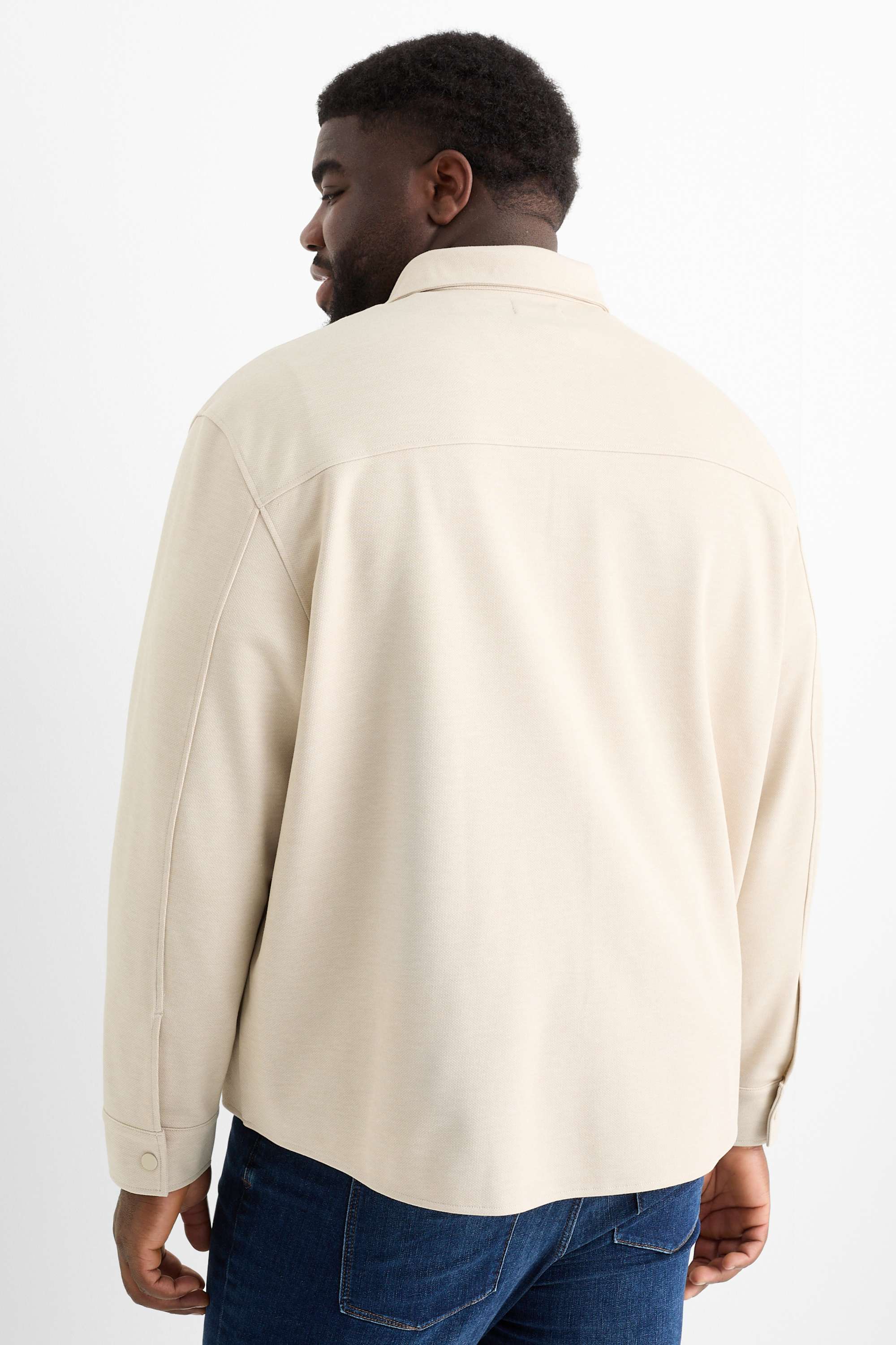 Shirt - regular fit - kent collar beige