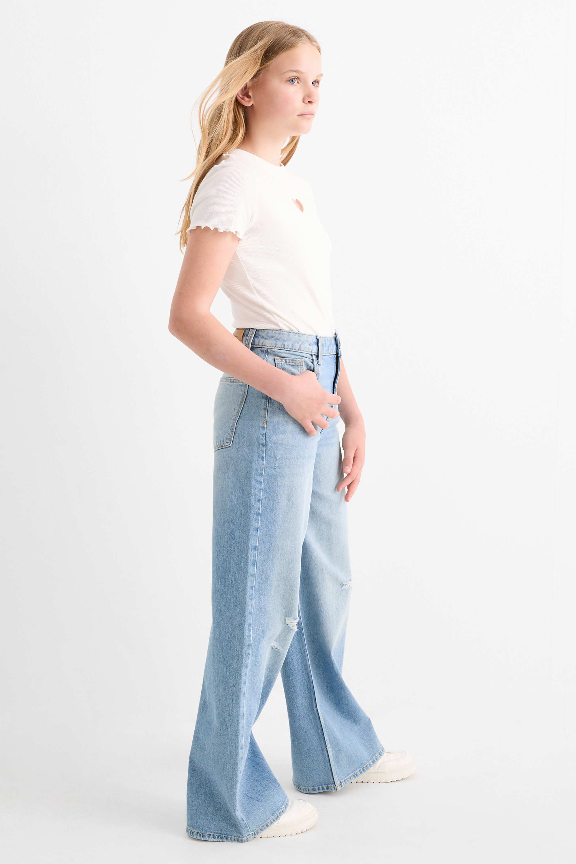 Wide leg jeans denim-light blue