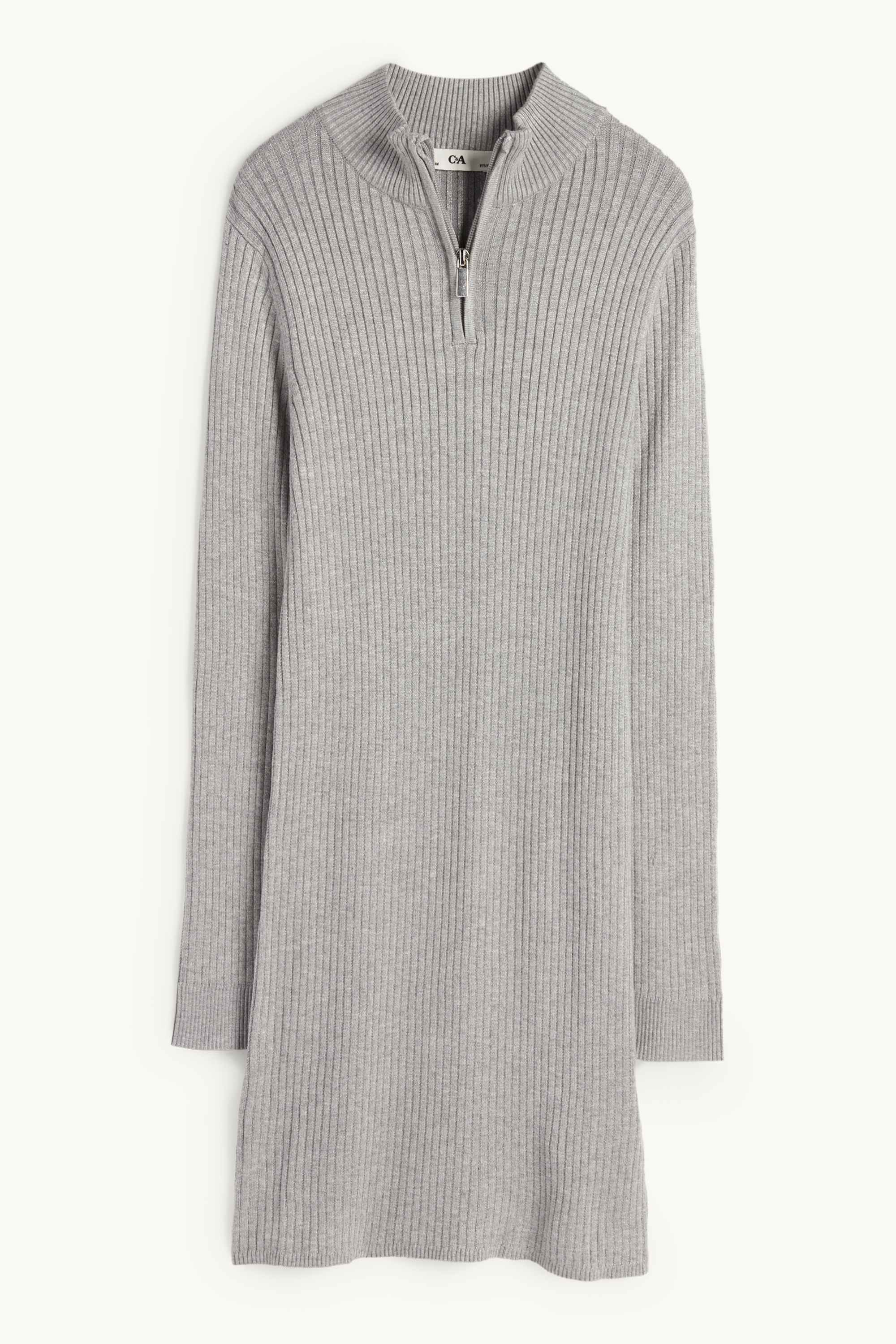 Knitted dress - ribbed light gray-melange
