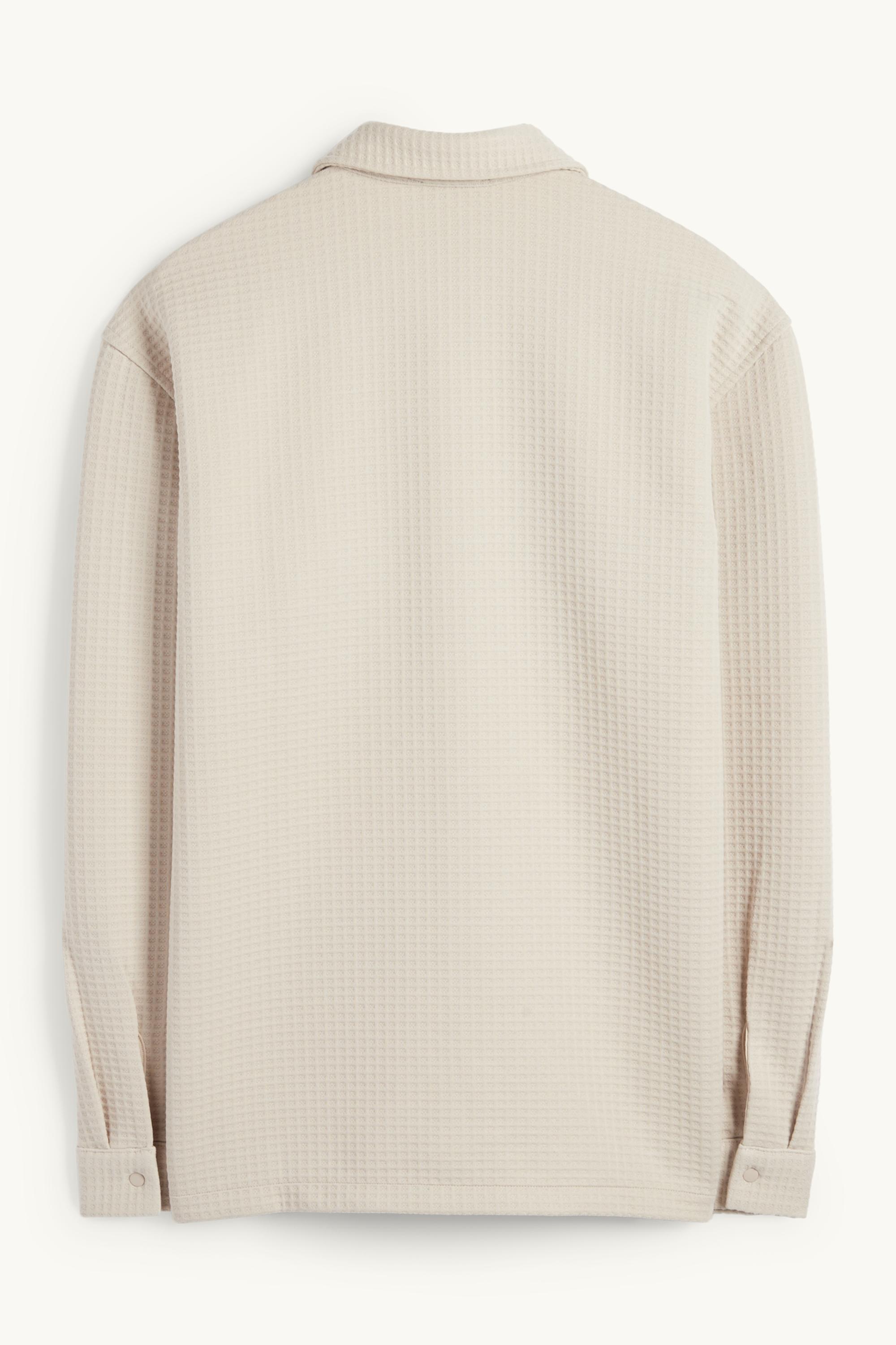 Shirt jacket - relaxed fit - kent collar - textured beige