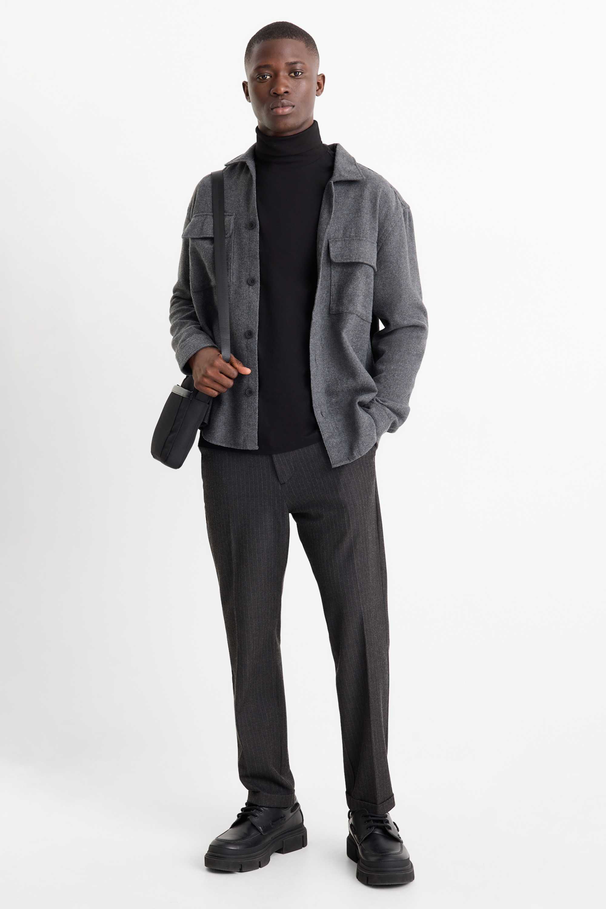 Chinos - tapered fit - pinstripes dark gray
