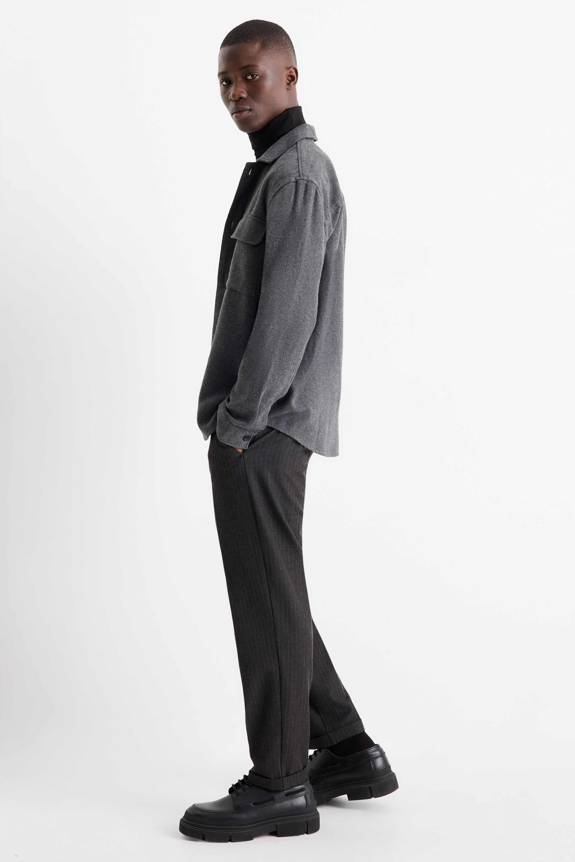 Chinos - tapered fit - pinstripes dark gray