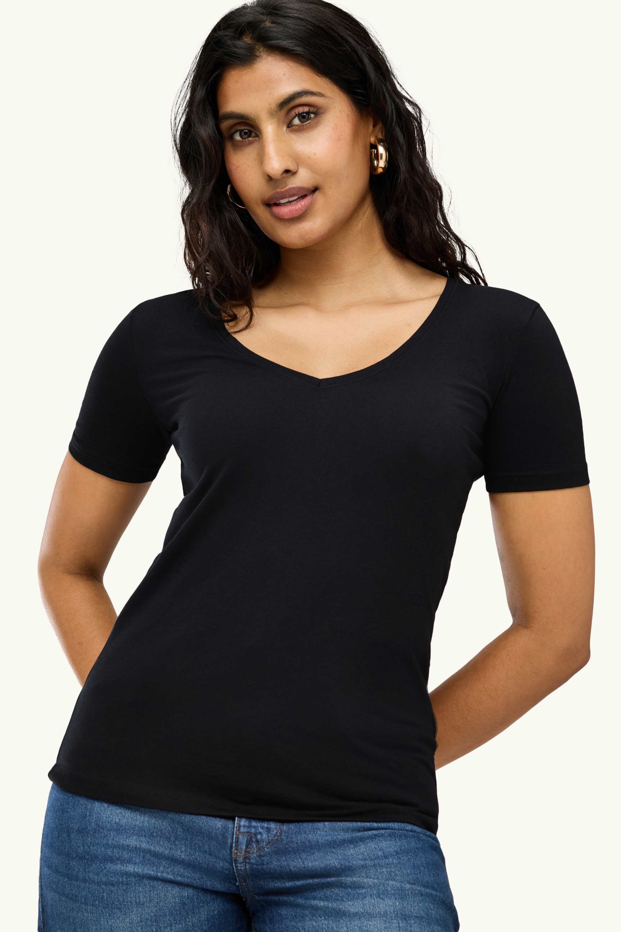 Multipack of 3 - V-neck T-shirt - slim fit black