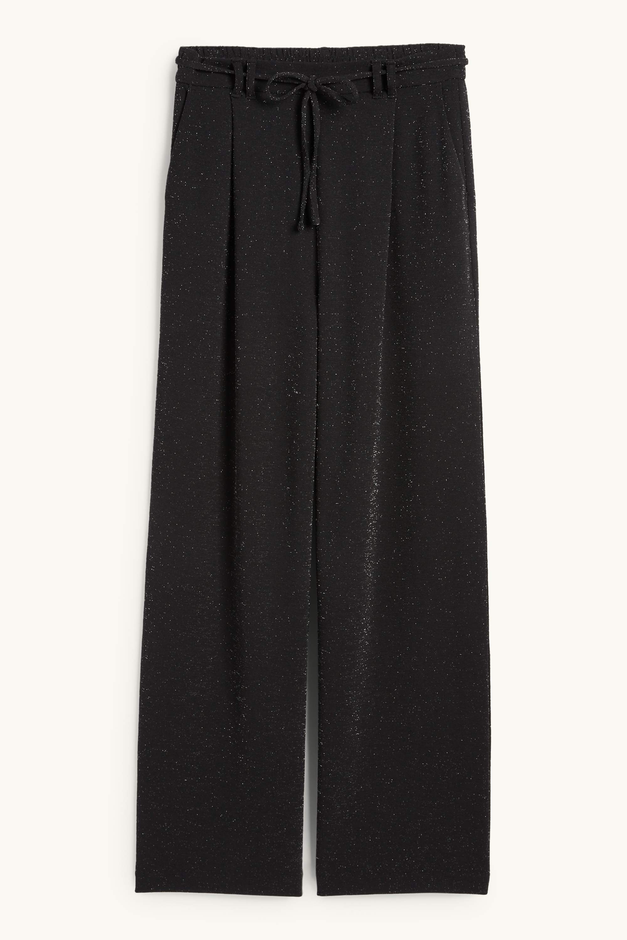 Jersey trousers - high-rise waist - wide leg black