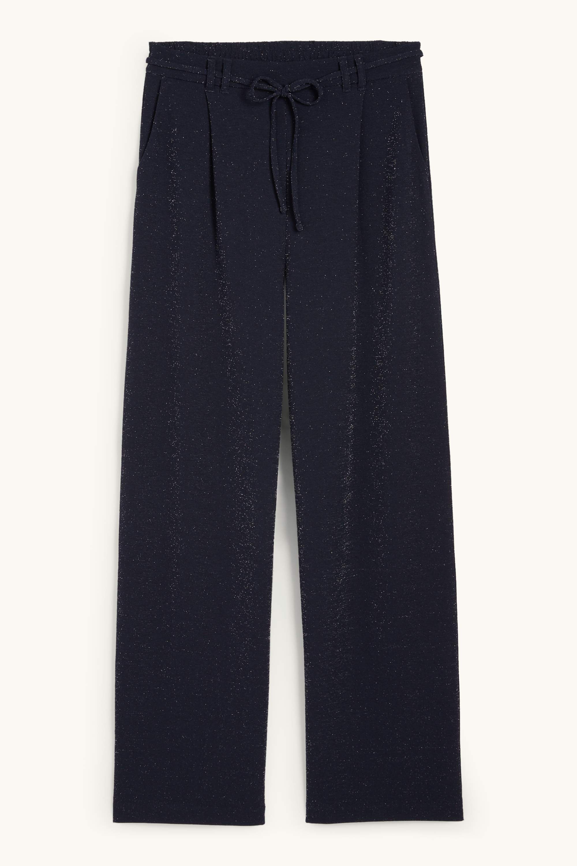 Jersey trousers - high-rise waist - wide leg dark blue