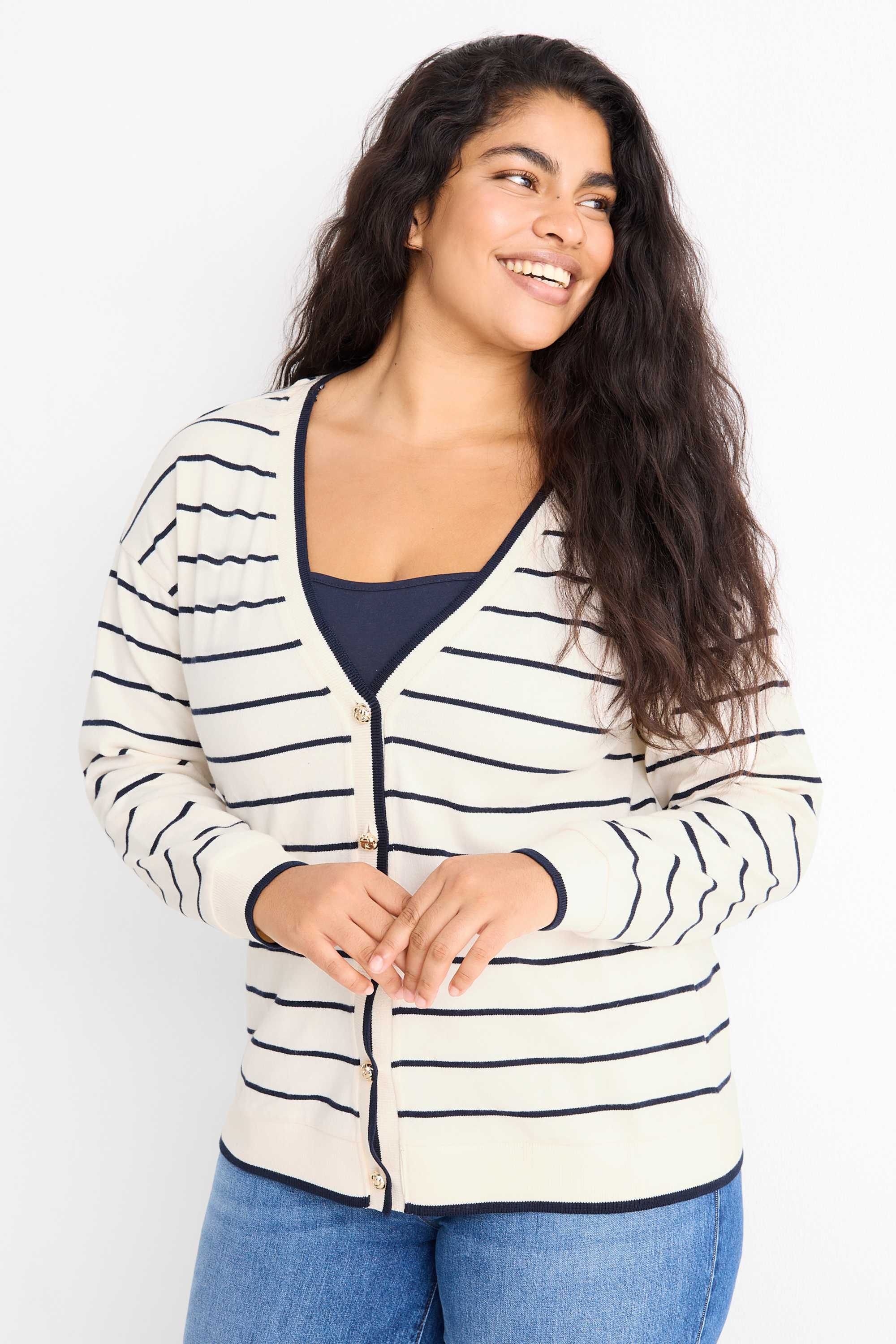 Cardigan - striped cremewhite