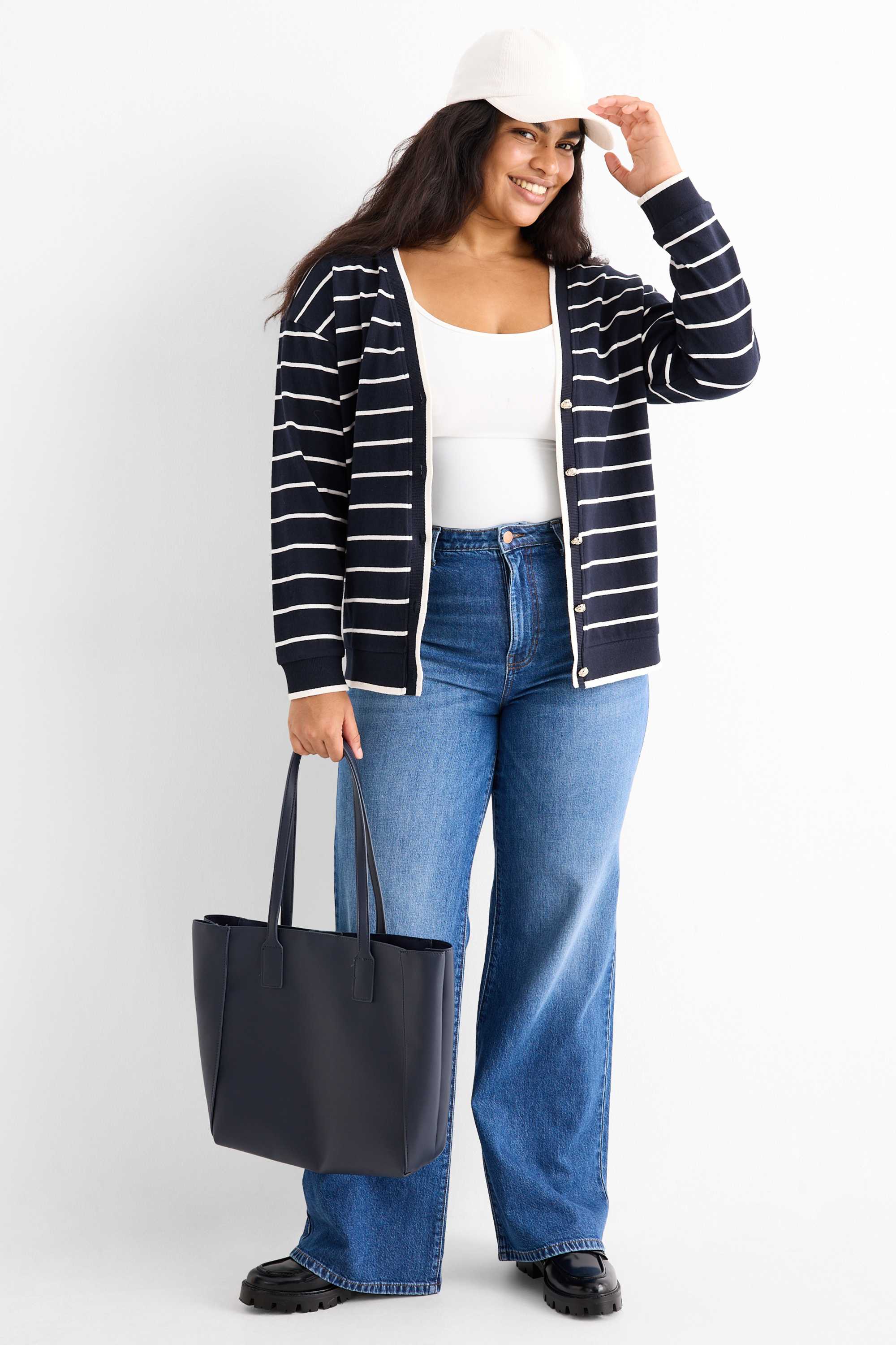 Cardigan - striped dark blue
