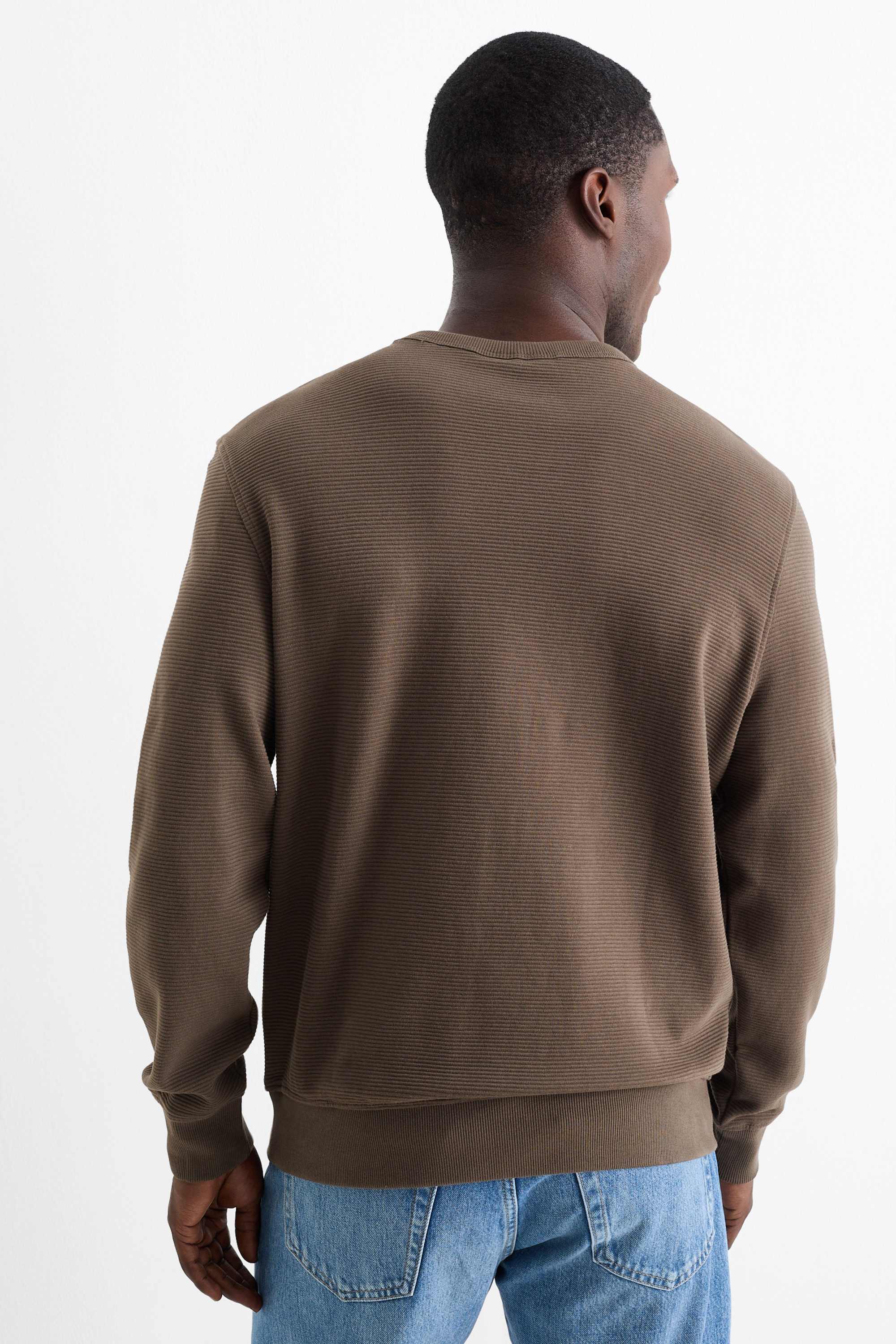 Sweatshirt - ribbed dark brown