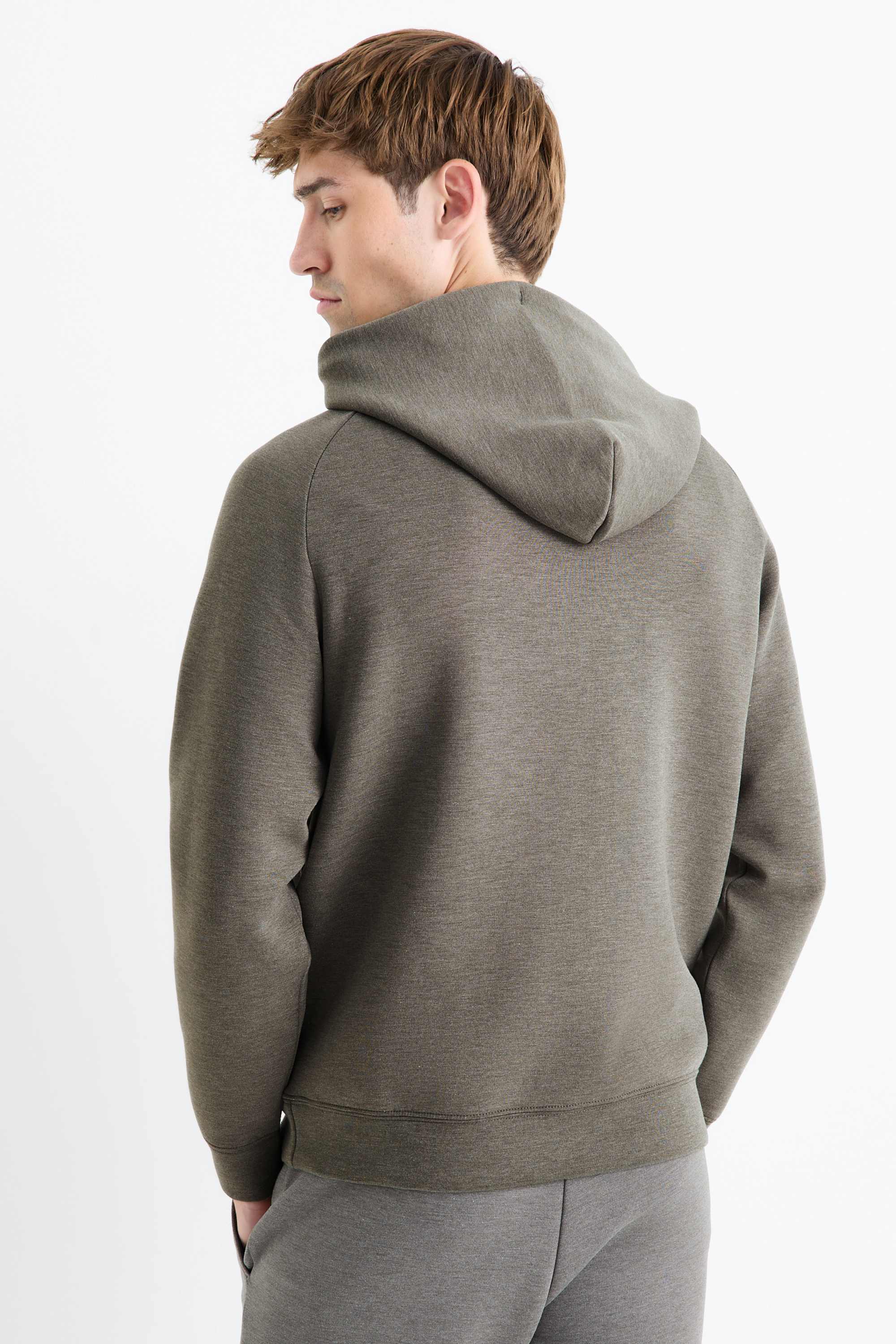 Technical hoodie dark green-melange