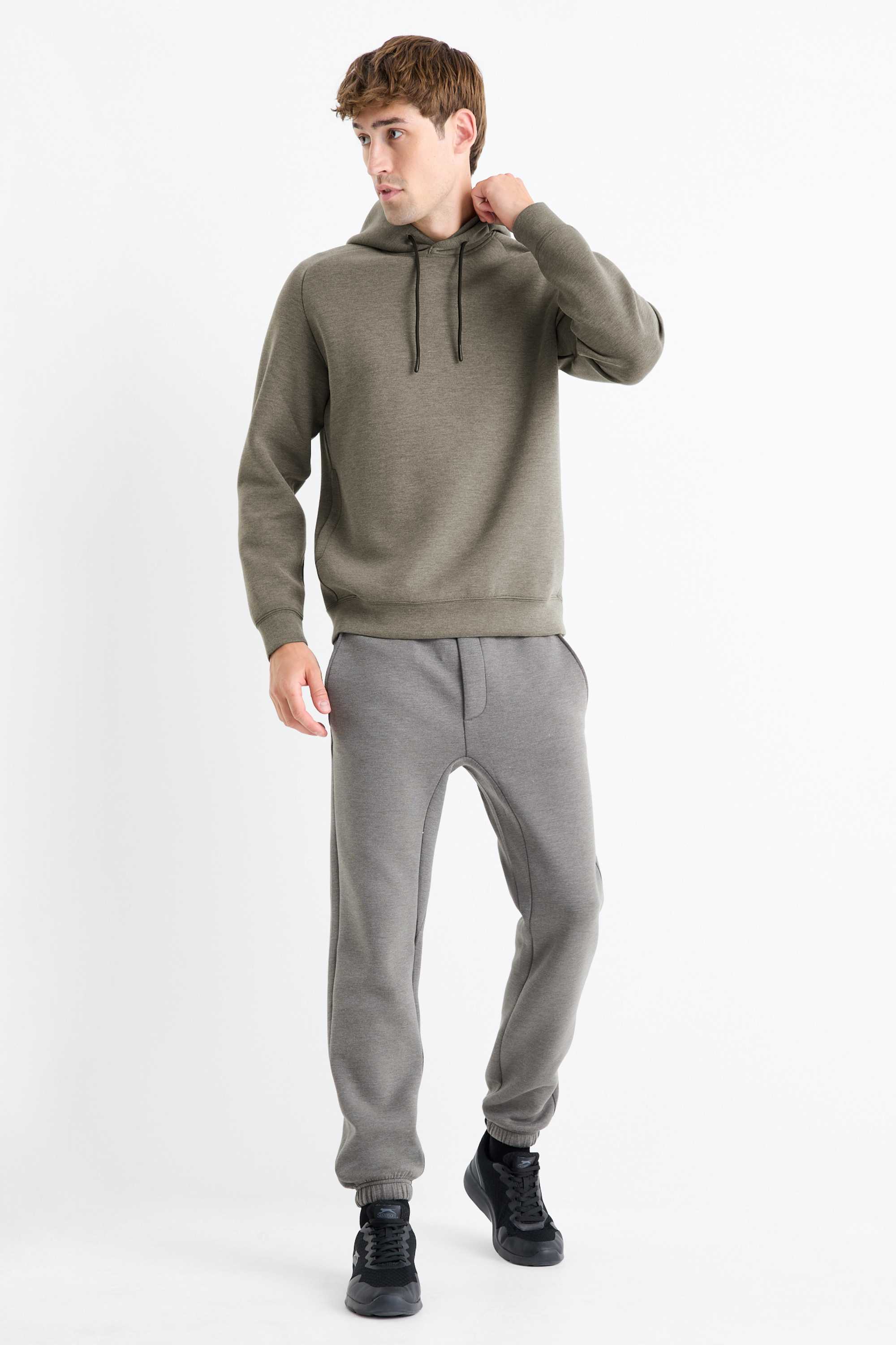 Technical hoodie dark green-melange