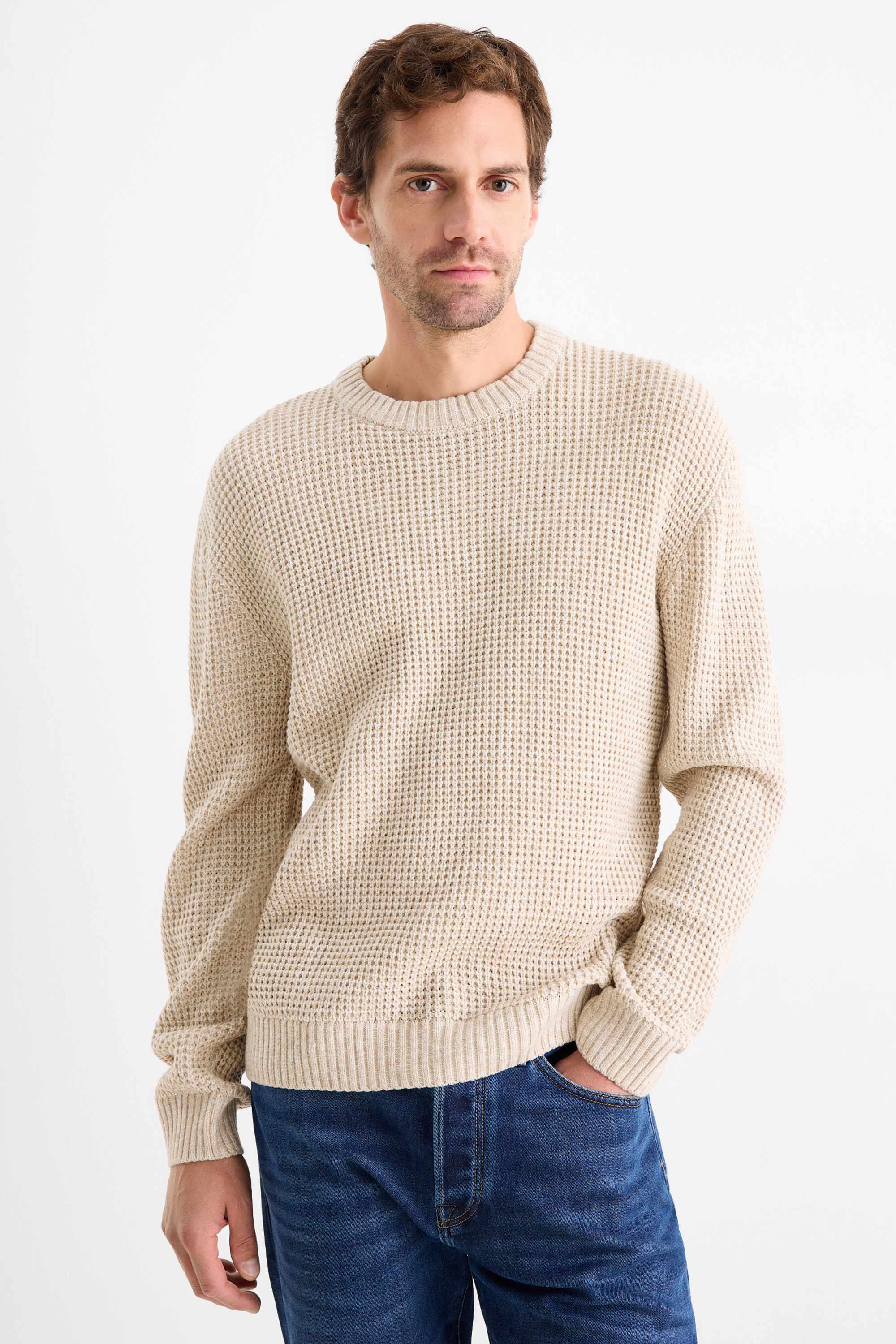 Jumper - textured beige