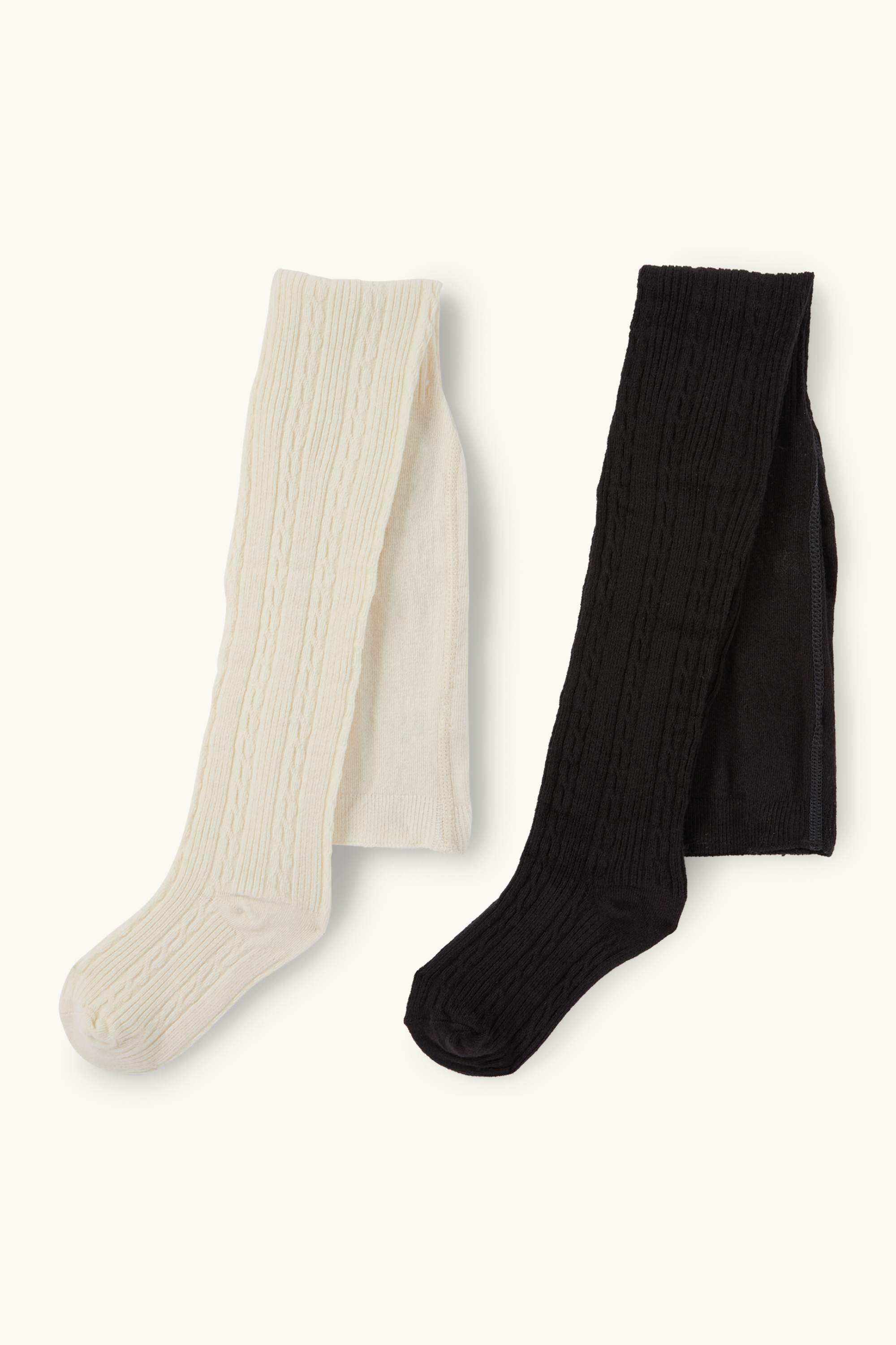 Multipack of 2 - tights - cable knit pattern black / white