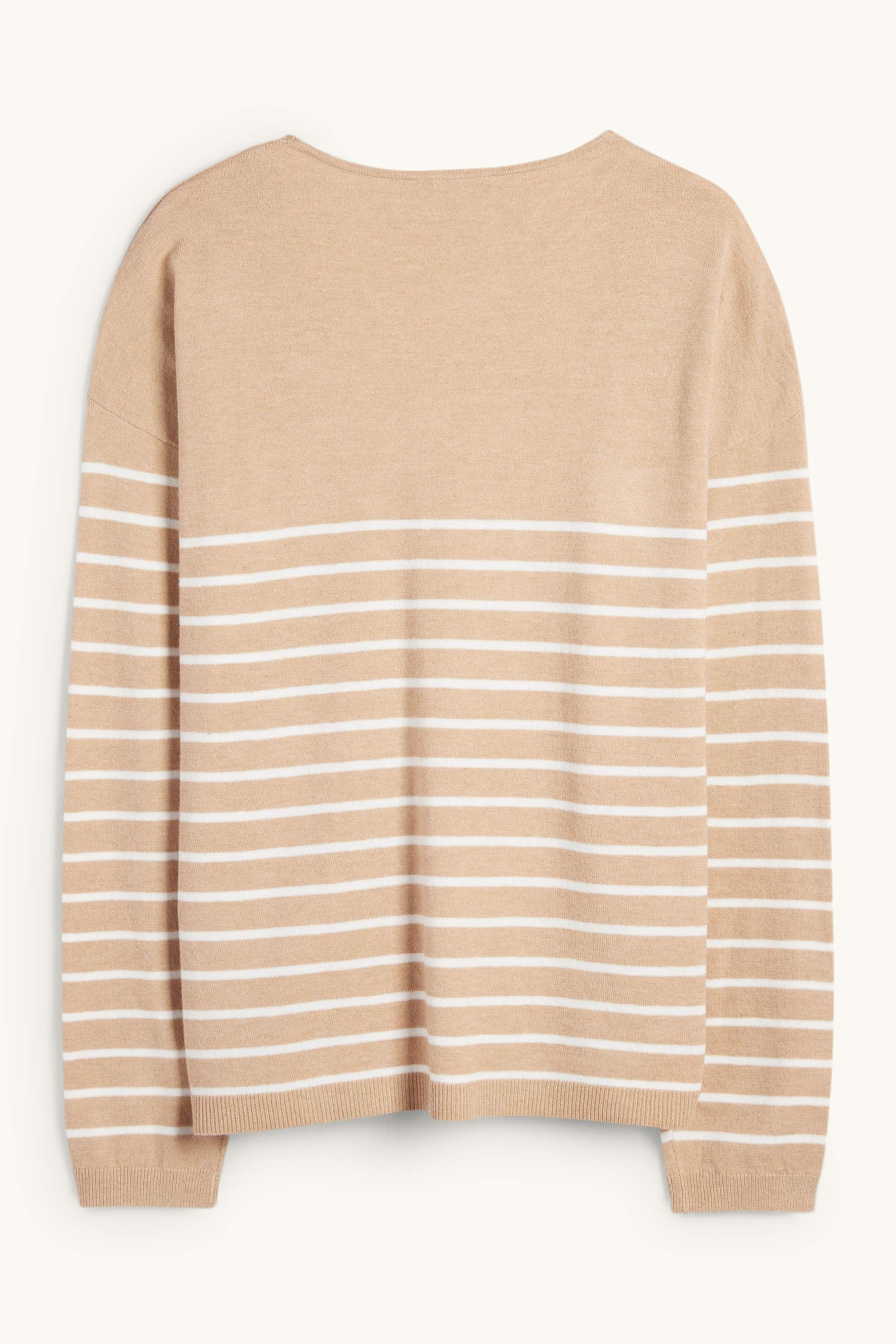 V-neck jumper - striped beige