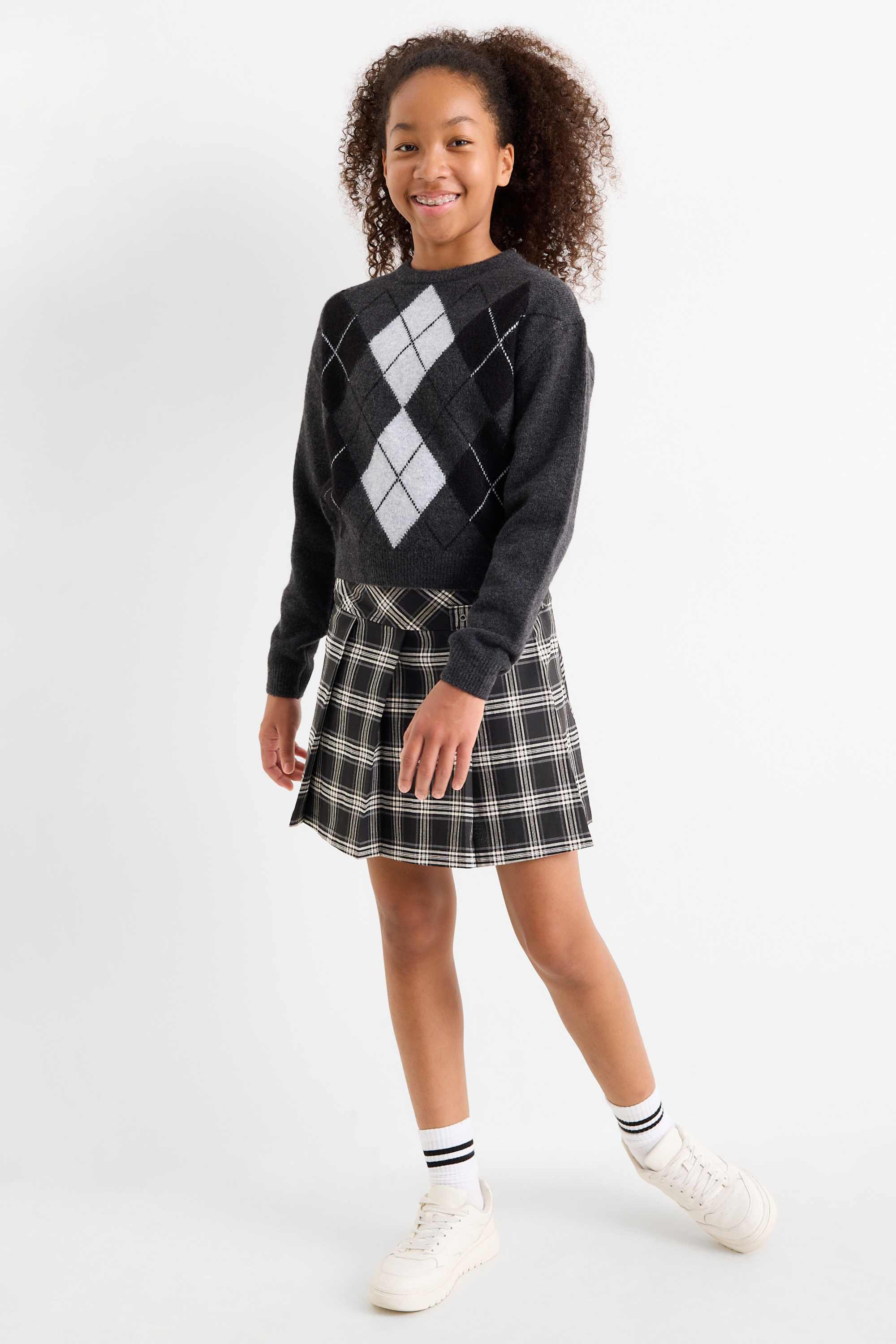 Skirt - check black / white