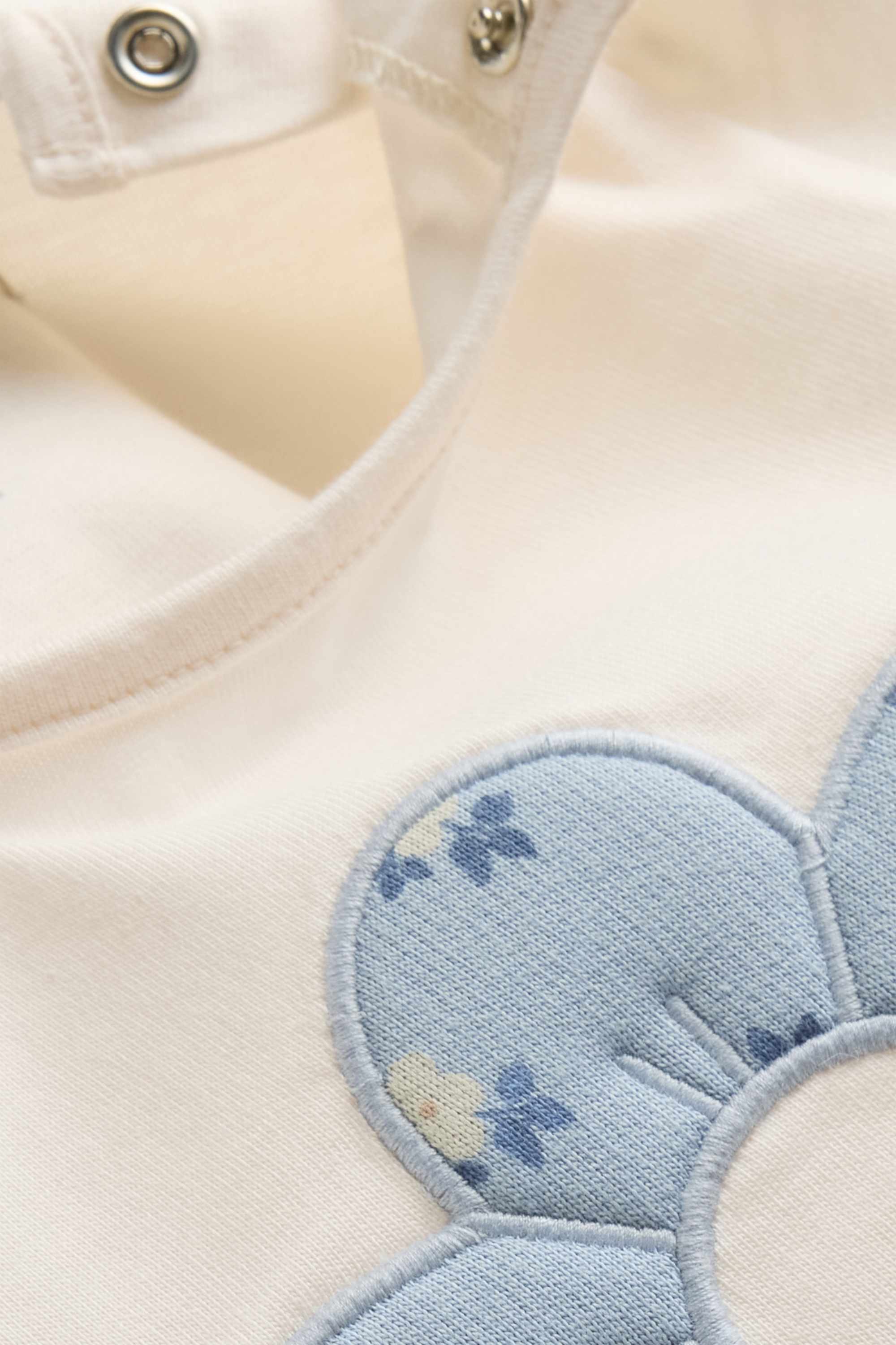 Floral - baby outfit - 2 piece white / light blue