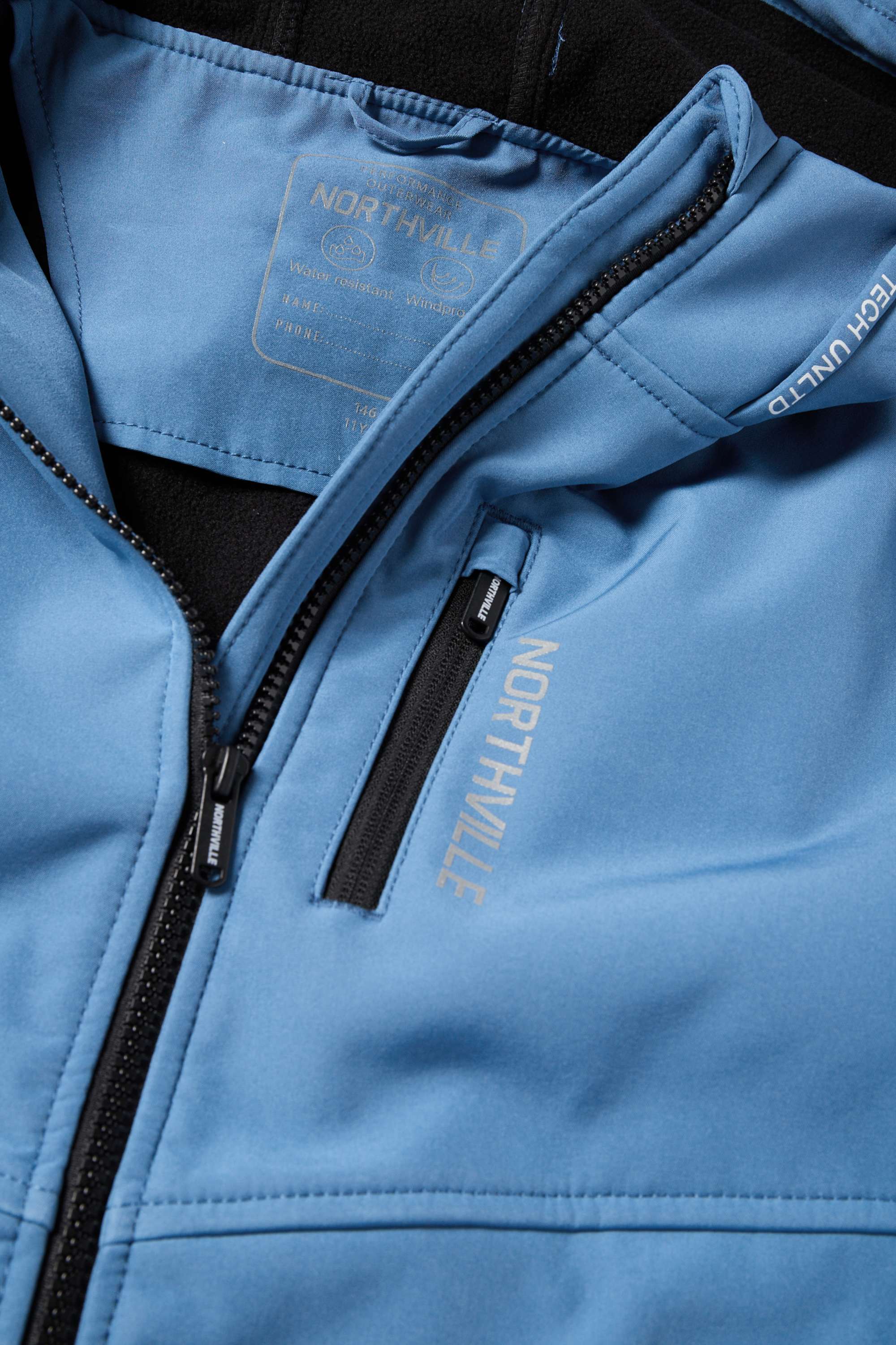 Softshell jacket with hood - waterproof blue