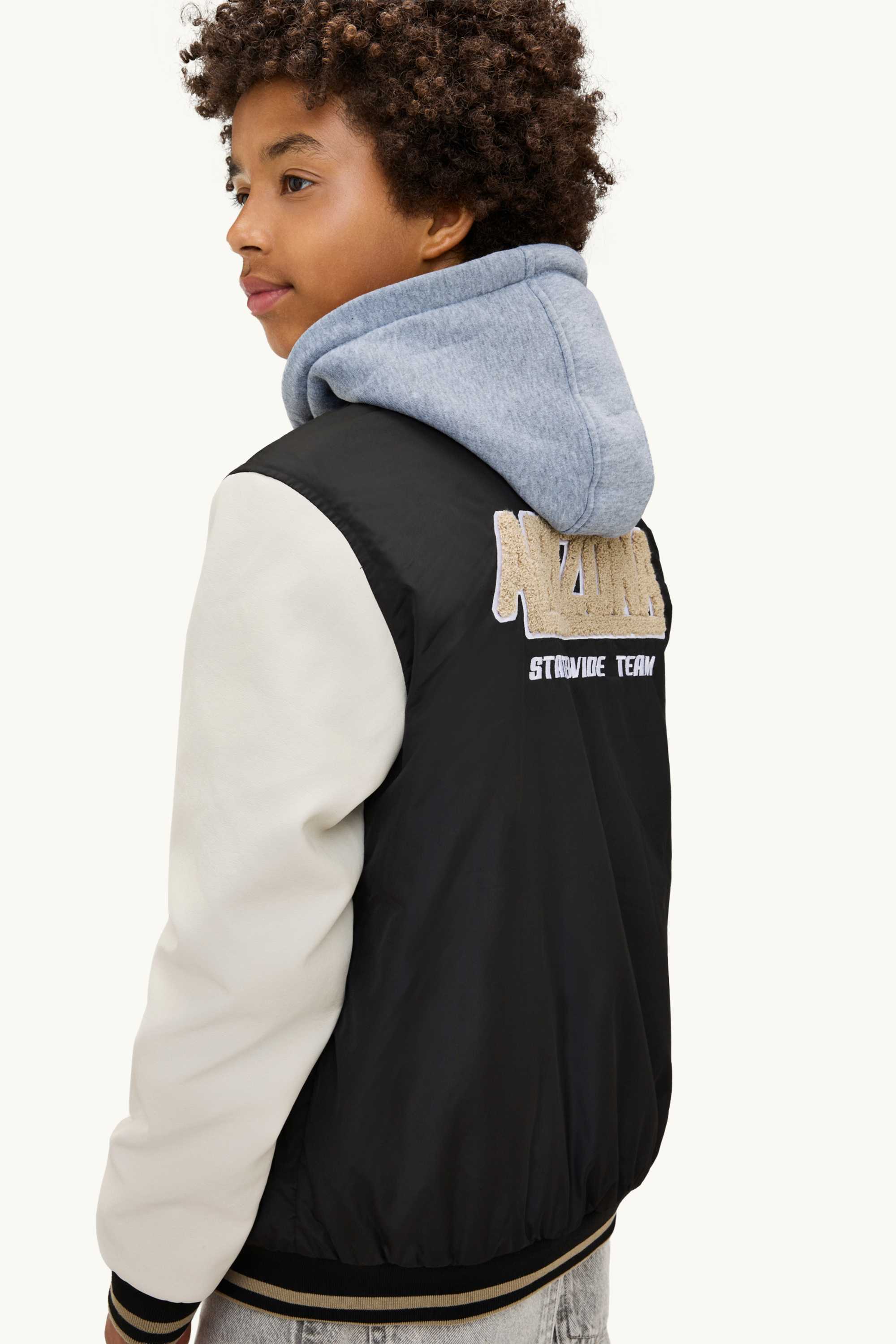 Football - varsity jacket with hood black