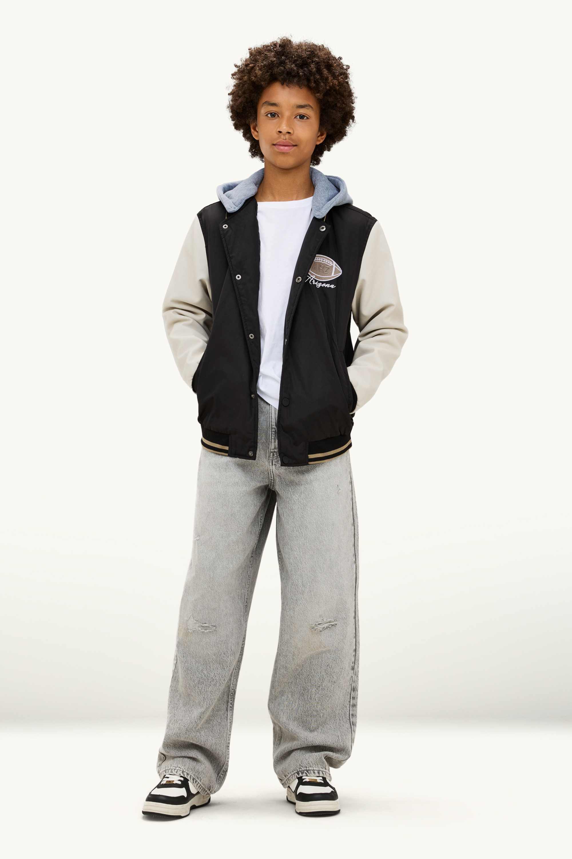 Football - varsity jacket with hood black