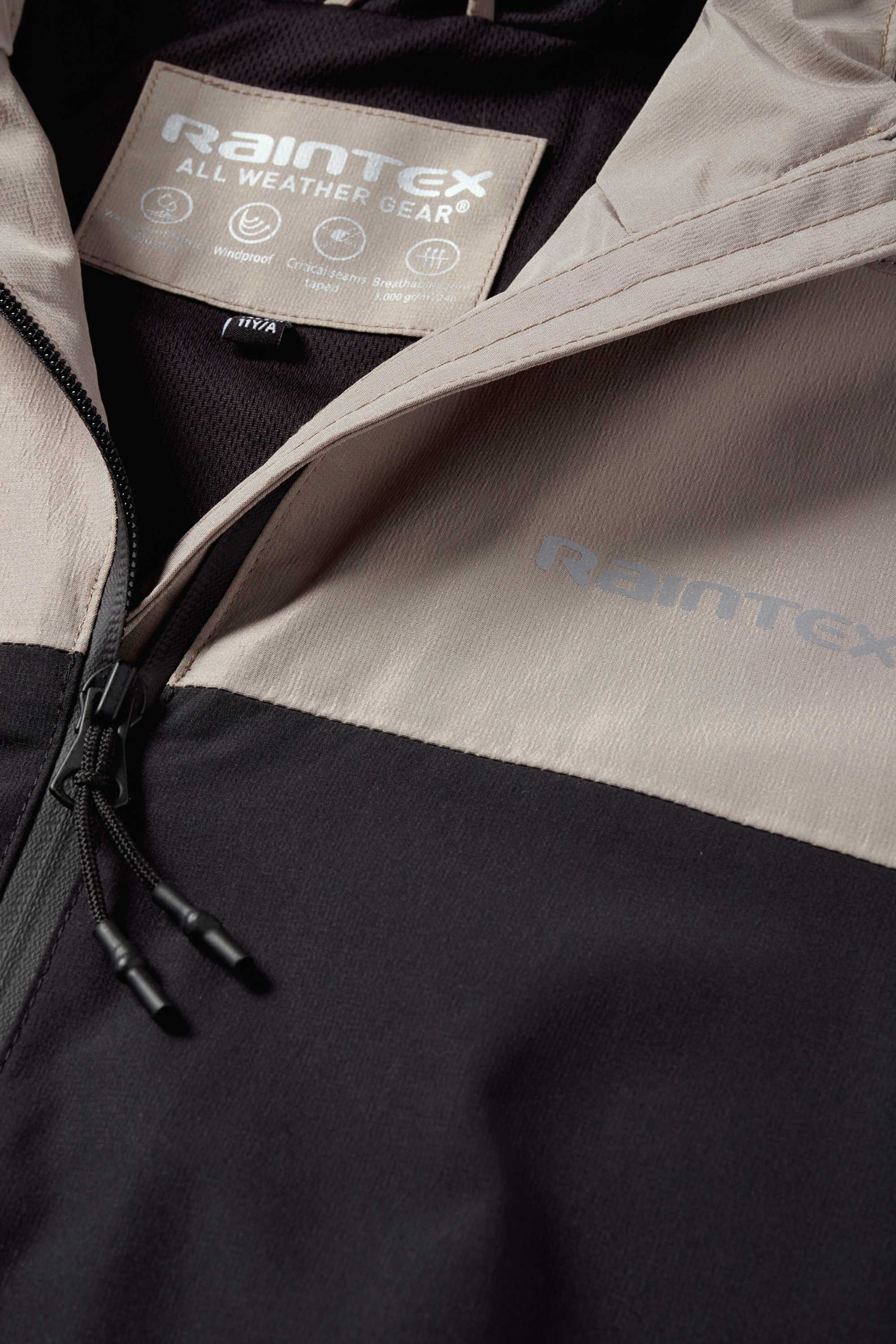 Rain jacket with hood - waterproof black / beige