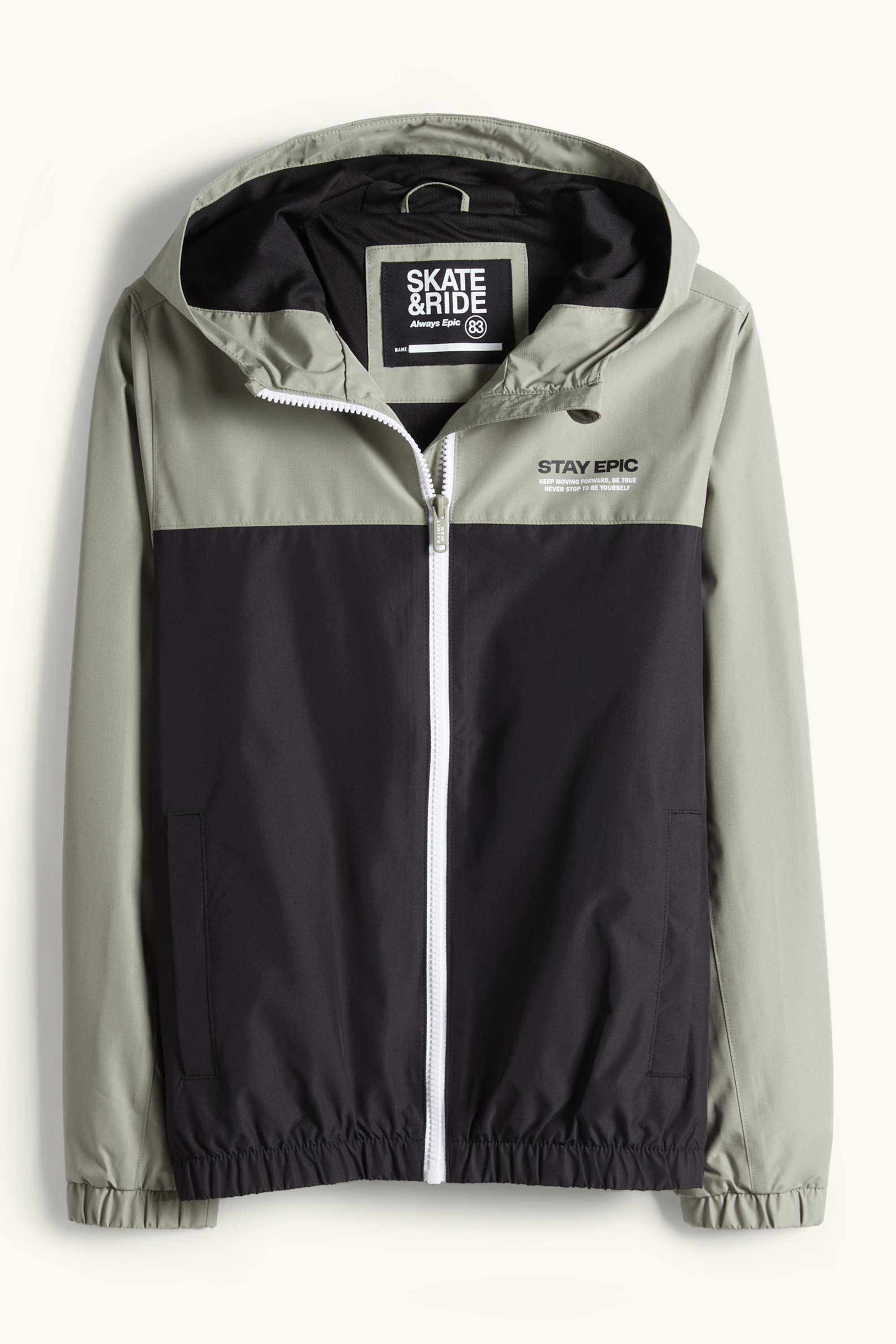 Jacket with hood - water-repellent dark green / black