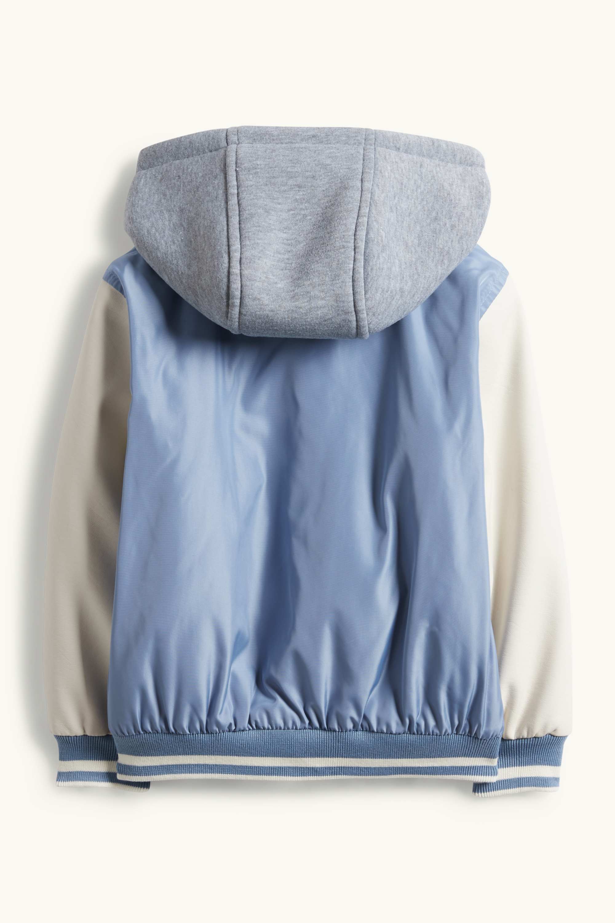 Football - varsity jacket with hood - lined light blue